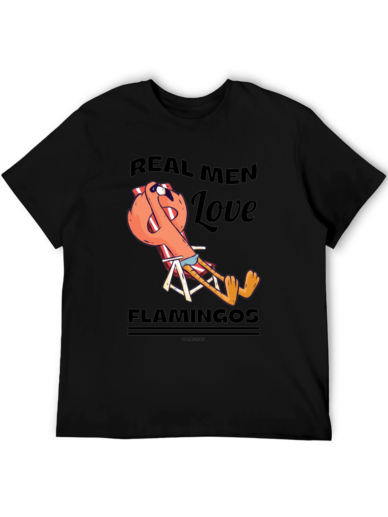 Black Real Men Love Flamingos T-Shirt view 5