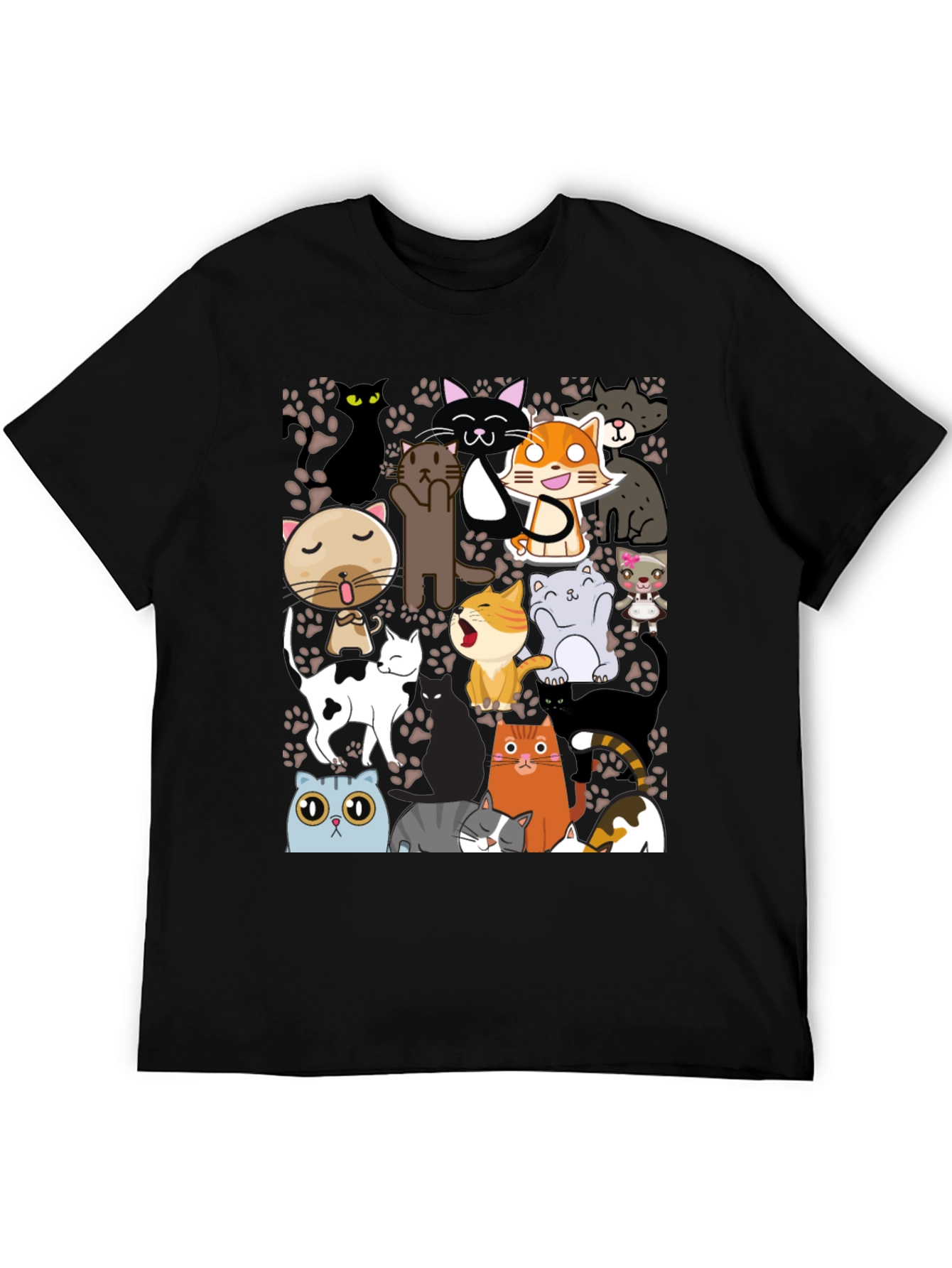 Black Cartoon Cats Graphic T-Shirt view 5