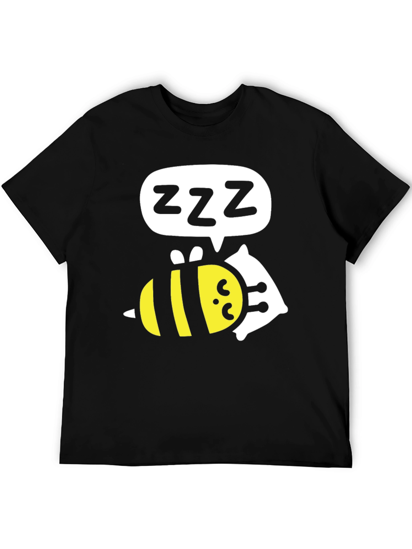 Black Sleeping Bee T-Shirt - Funny Cartoon Graphic Tee view 5
