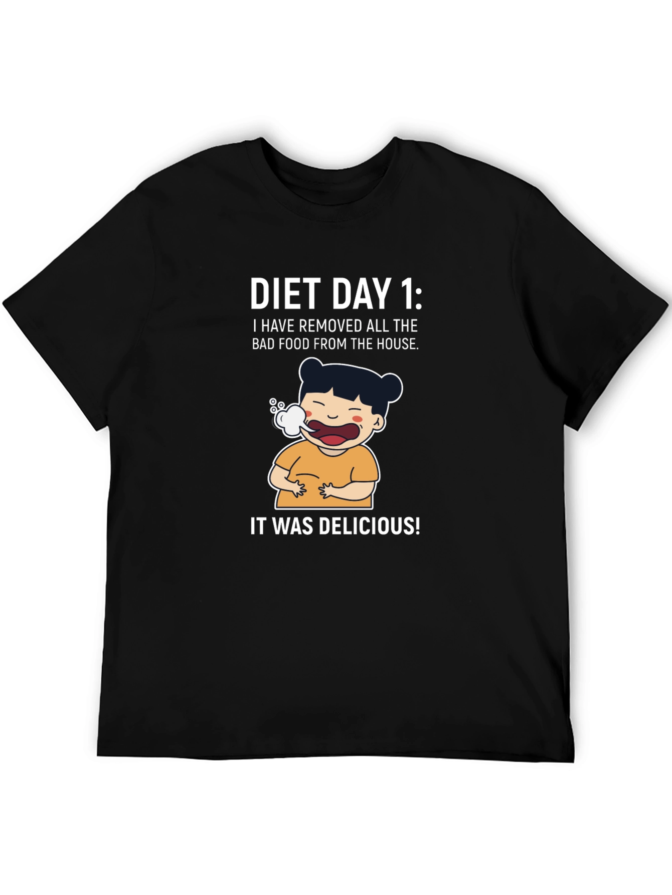 Black Diet Day 1 Funny Graphic Tee Shirt view 5