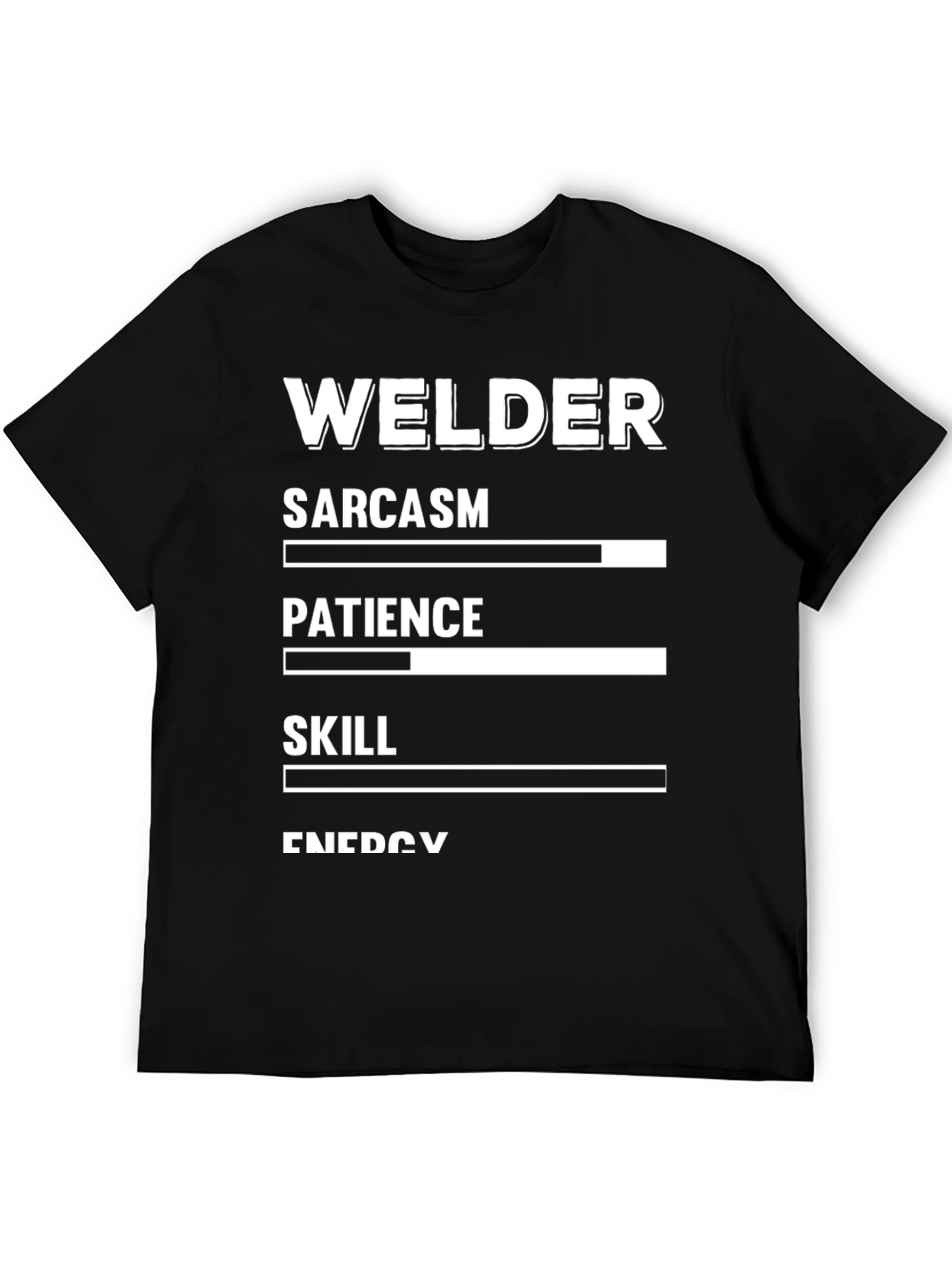 Black Welder Sarcasm Patience Skill Black Graphic T-Shirt view 5