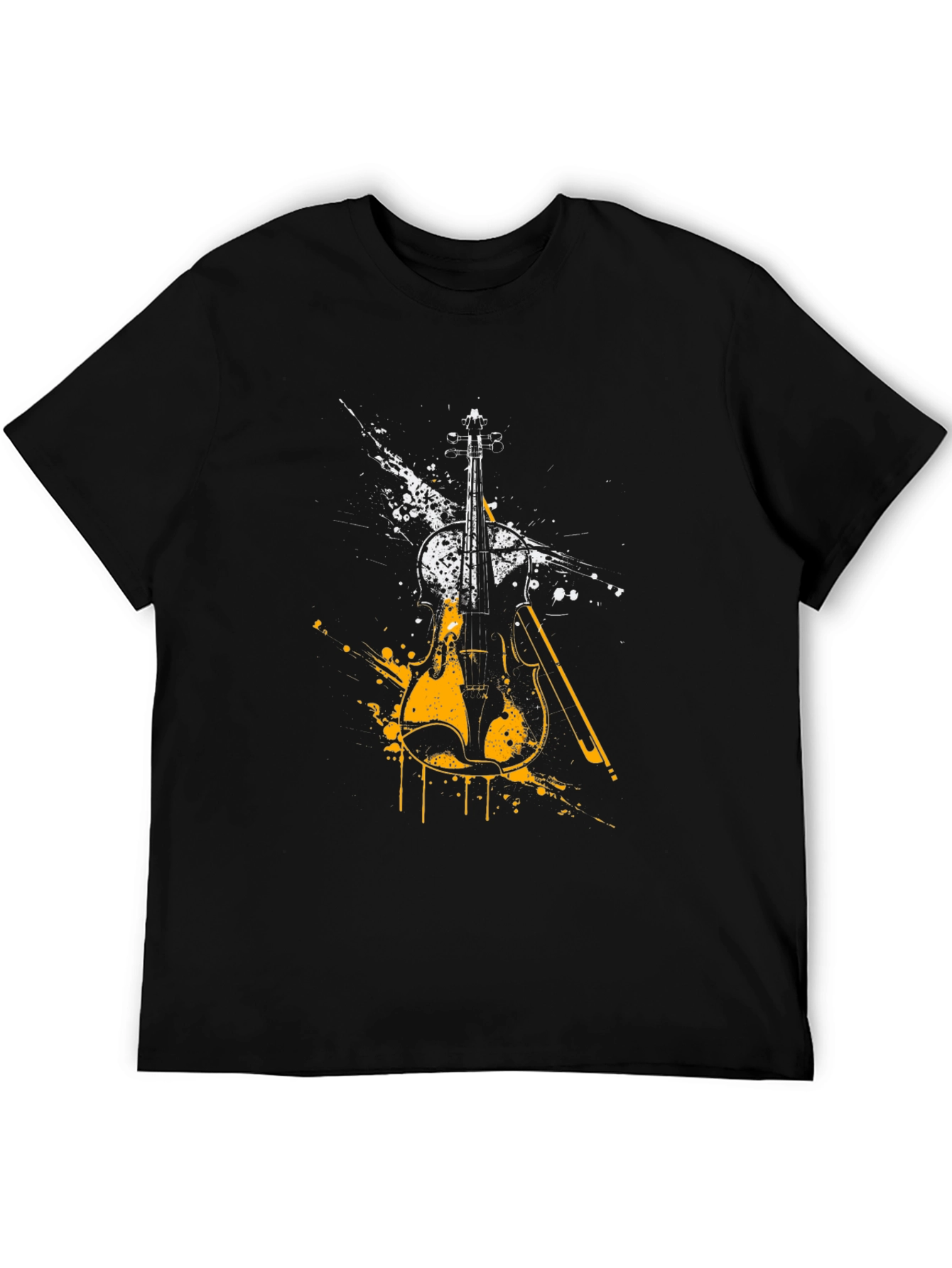 Black Abstract Violin Graphic Tee - Black view 5