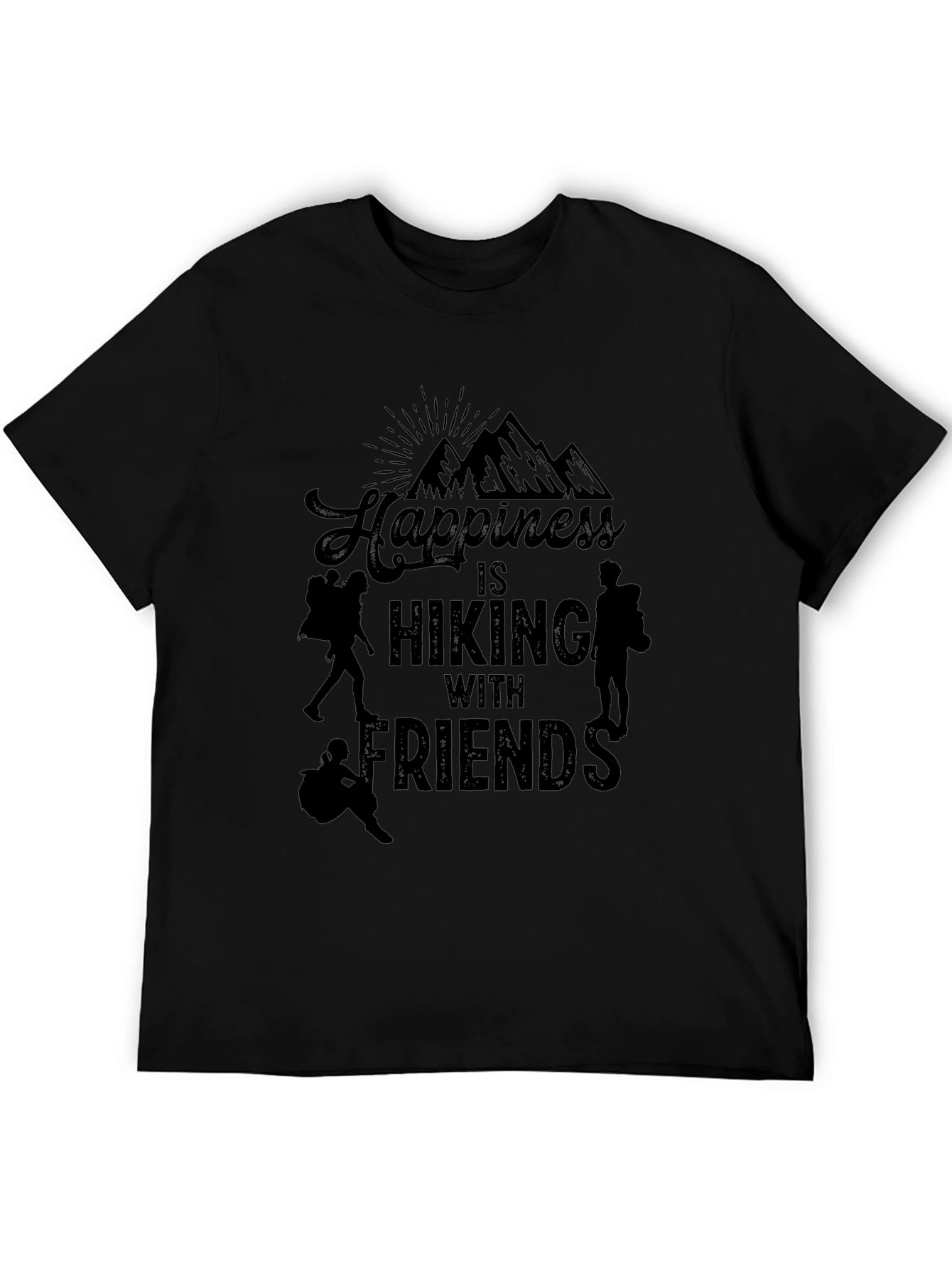 Black Happiness is Hiking With Friends Black T-Shirt view 5