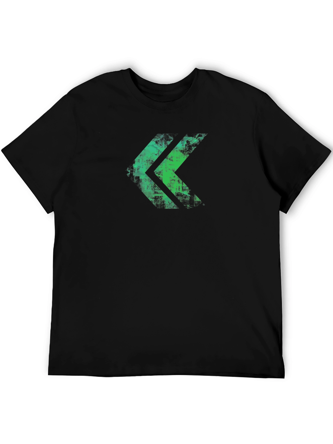 Black Distressed Green Chevron Graphic Black T-Shirt view 5