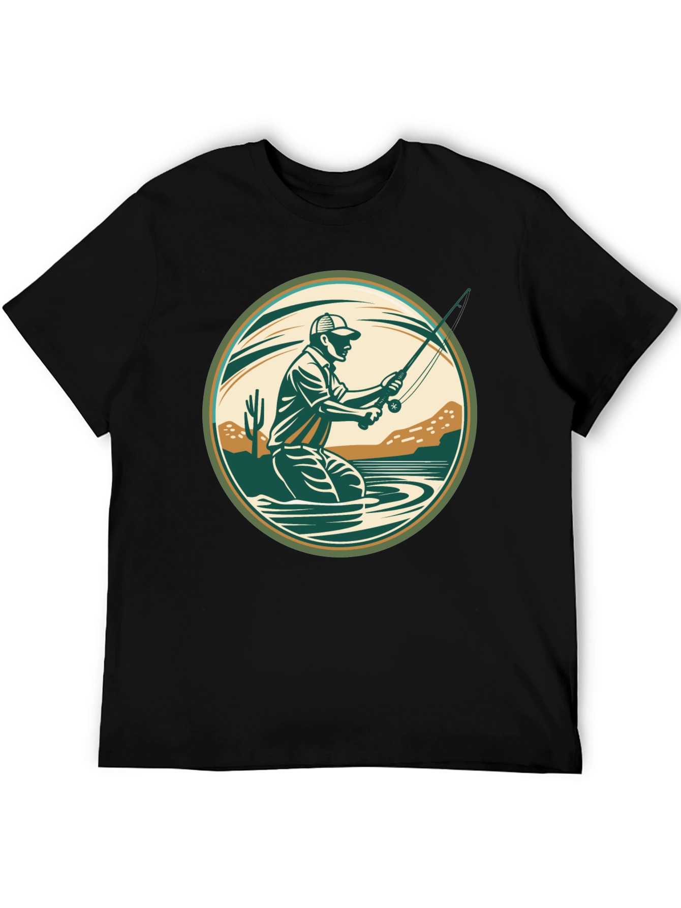 Black Fishing T-Shirt - Outdoor Adventure Design view 5