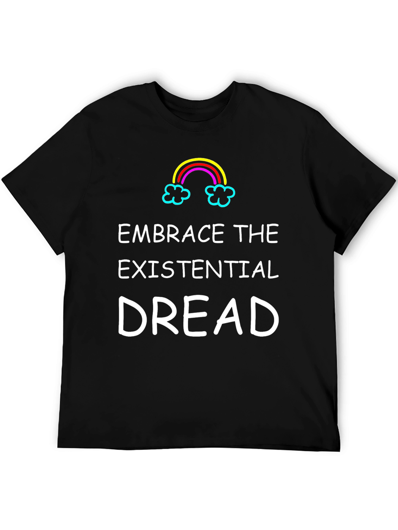 Black Embrace Existential Dread Black Graphic T-Shirt view 5