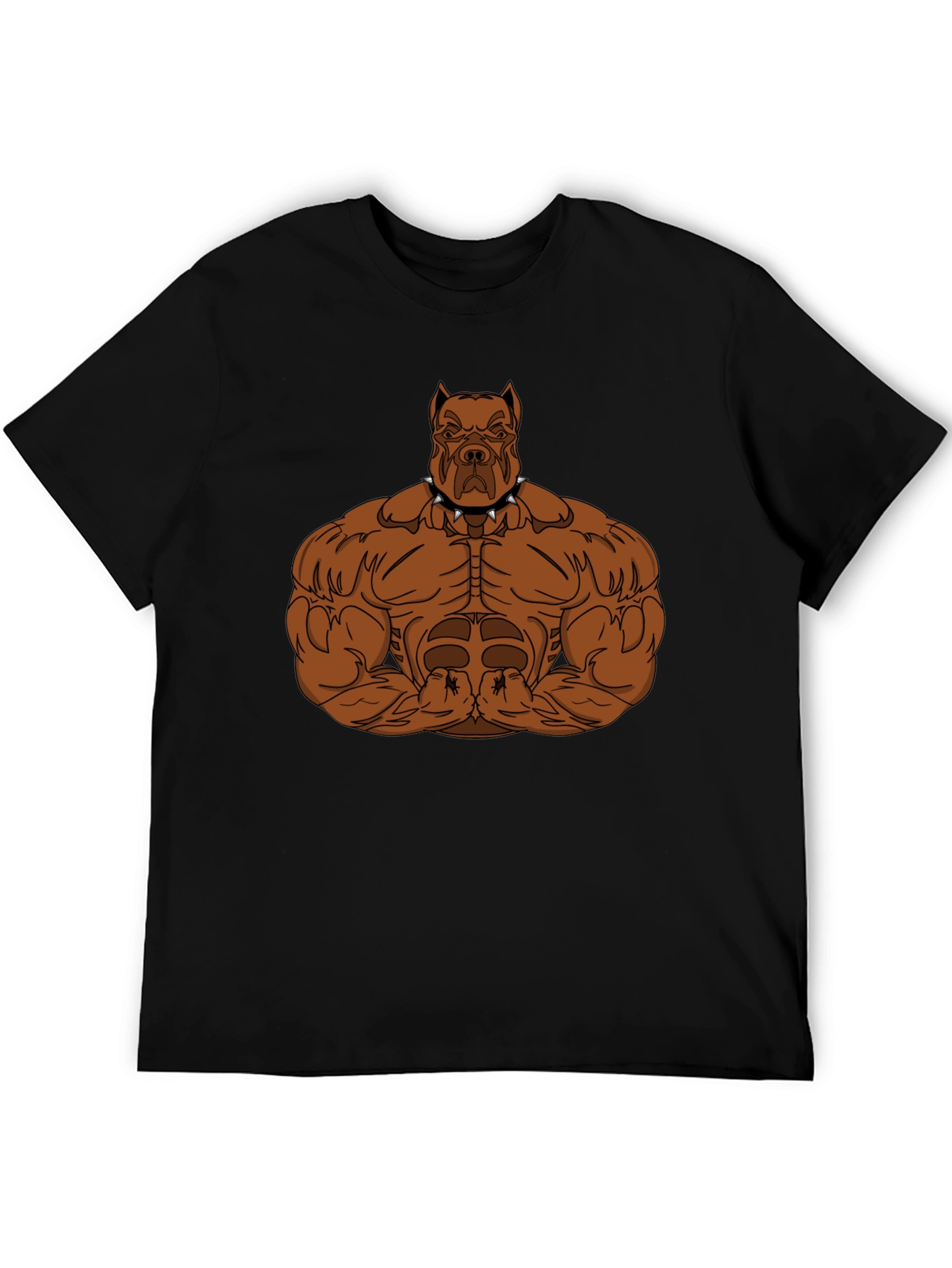 Black Muscular Dog Graphic Tee - Black Cotton T-Shirt view 5