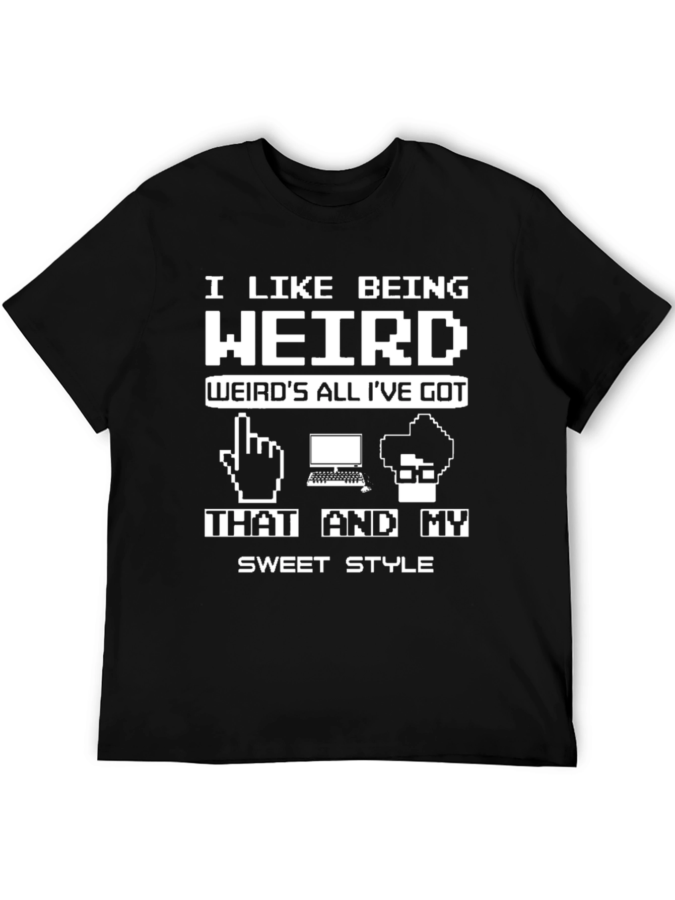 Black Weird Pixel Art Style Graphic Tee view 5