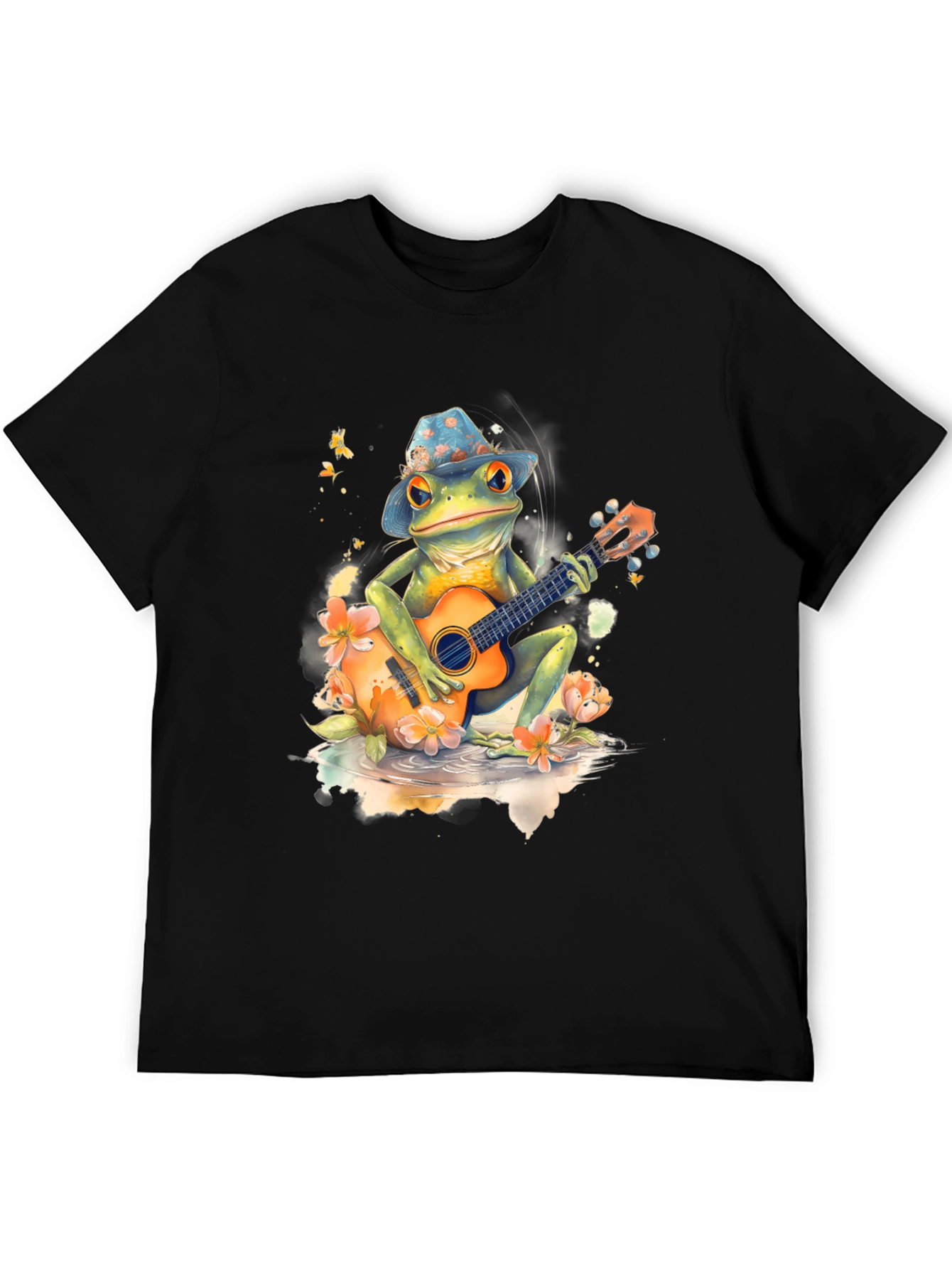 Black Frog Guitarist Graphic Tee - Musical Amphibian Style view 5