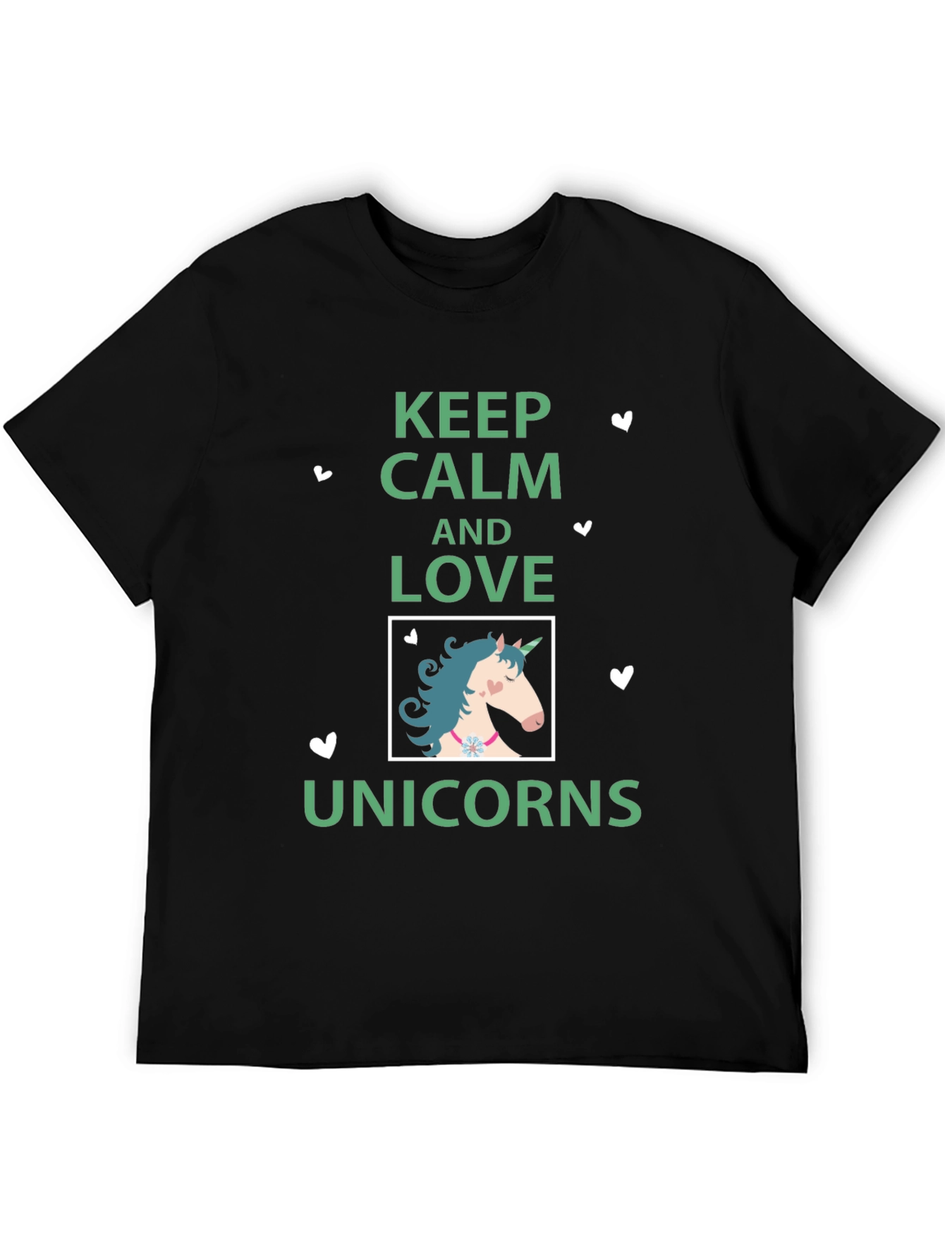 Black Keep Calm & Love Unicorns Graphic T-Shirt view 5