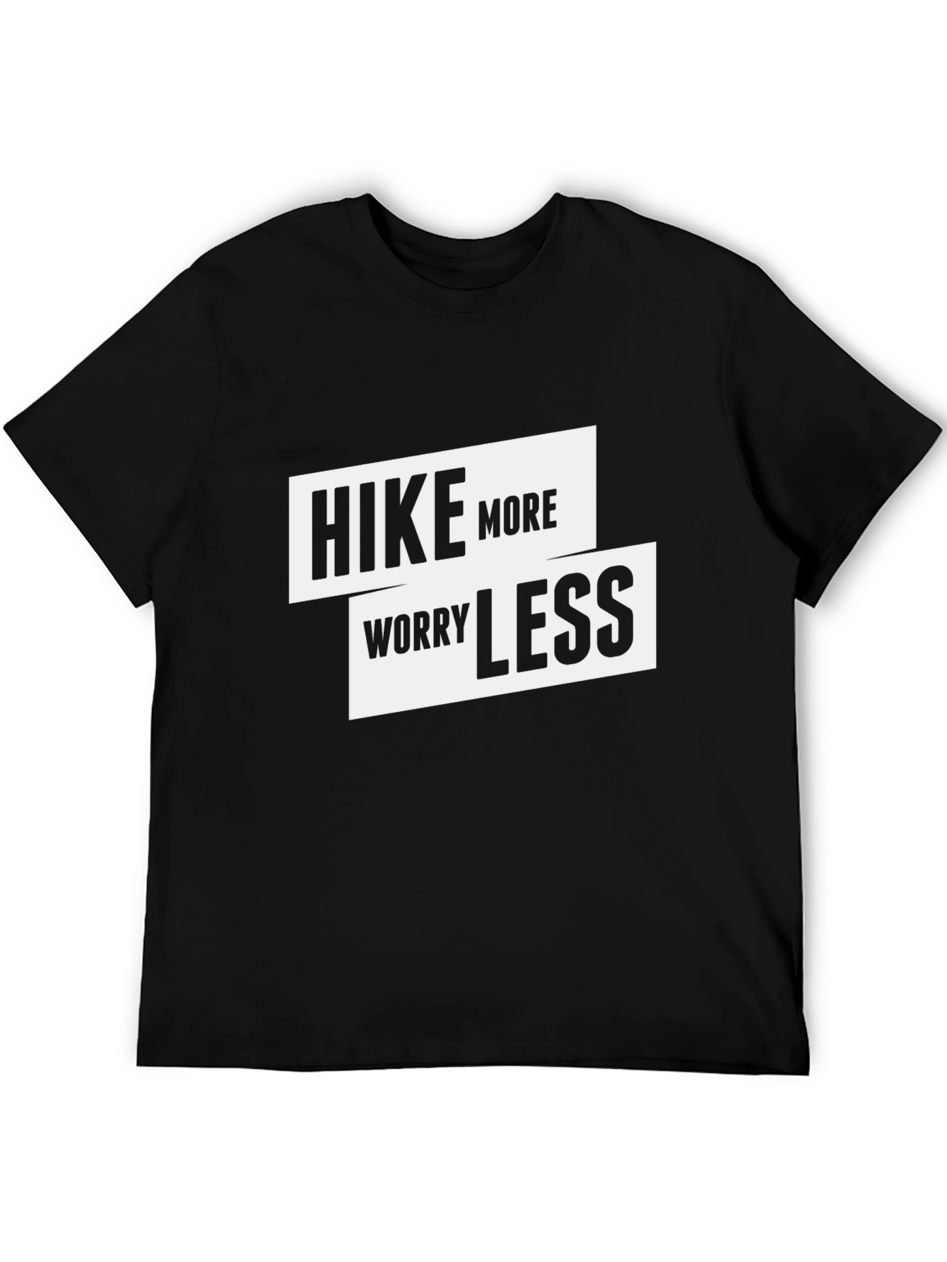 Black Hike More Worry Less T-Shirt - Outdoor Adventure Tee view 5