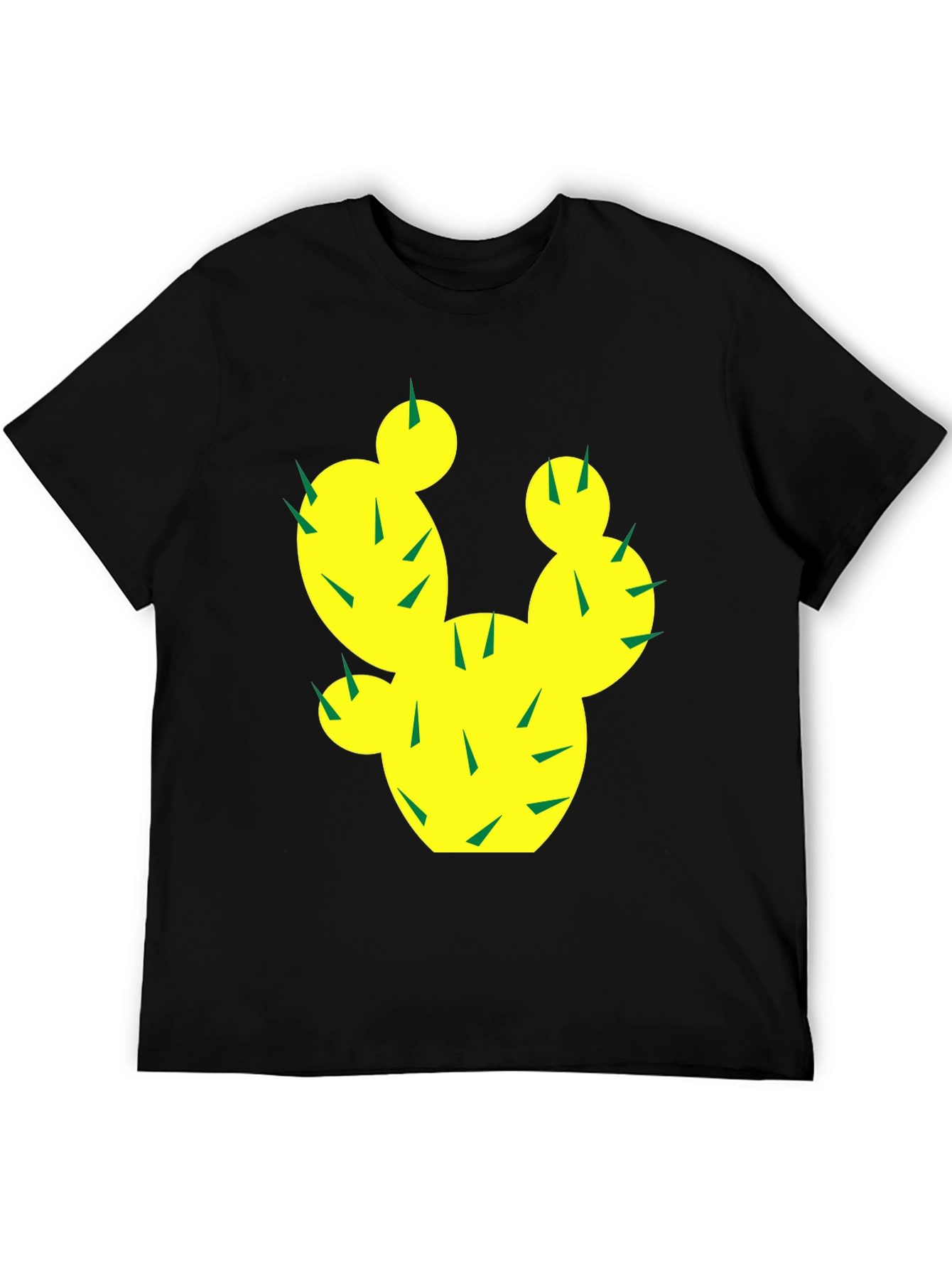 Black Cactus Graphic Tee - Trendy Black Cotton T-Shirt view 5