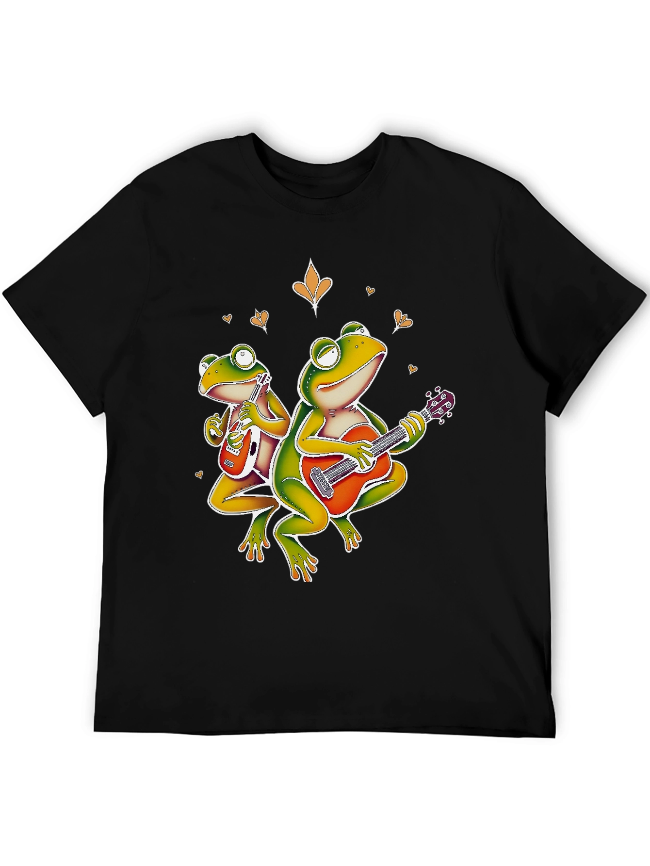 Black Frog Band Graphic Tee - Guitar Playing Amphibians view 5