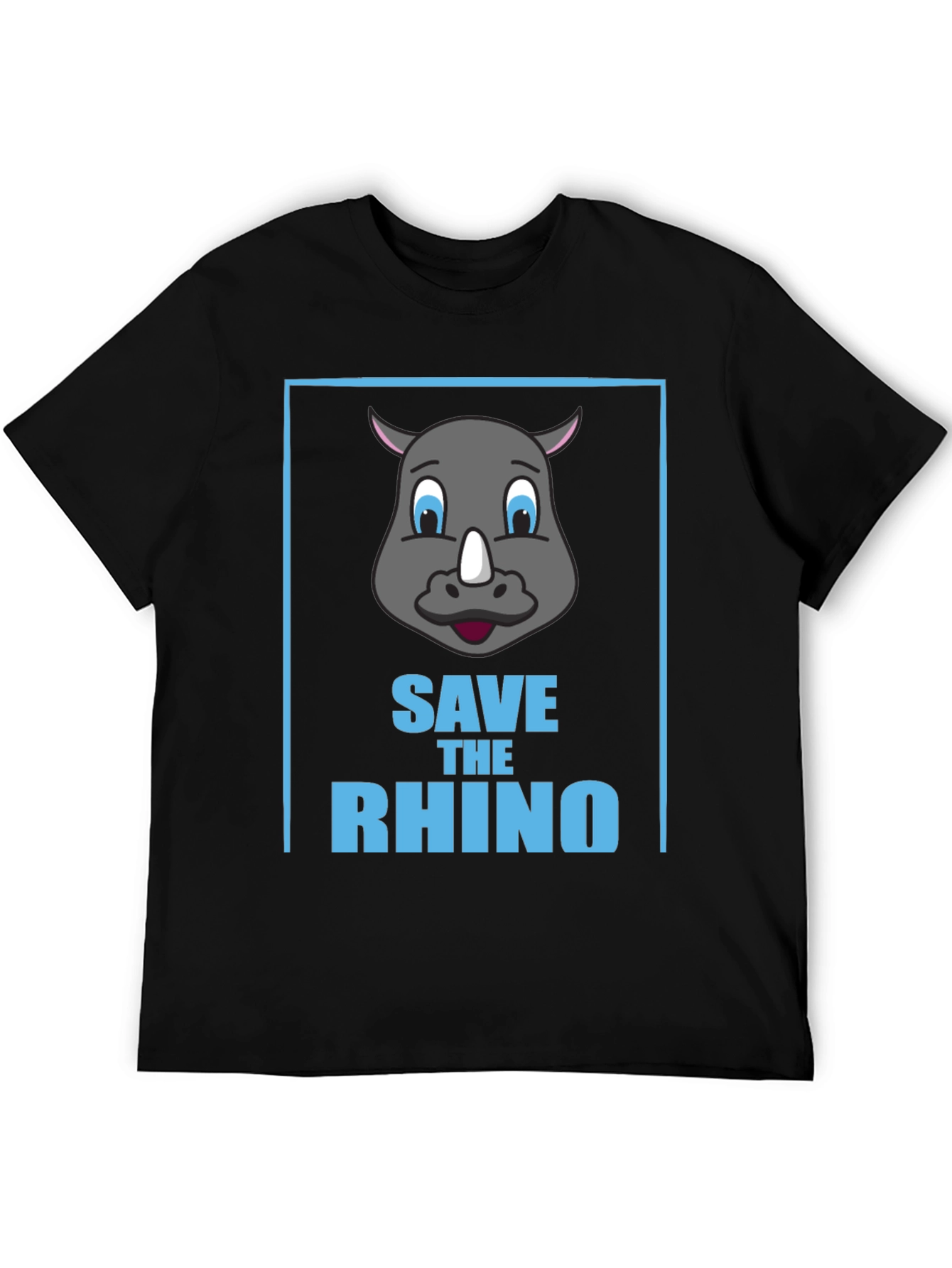 Black Save the Rhino Graphic Tee - Black Cotton T-Shirt view 5