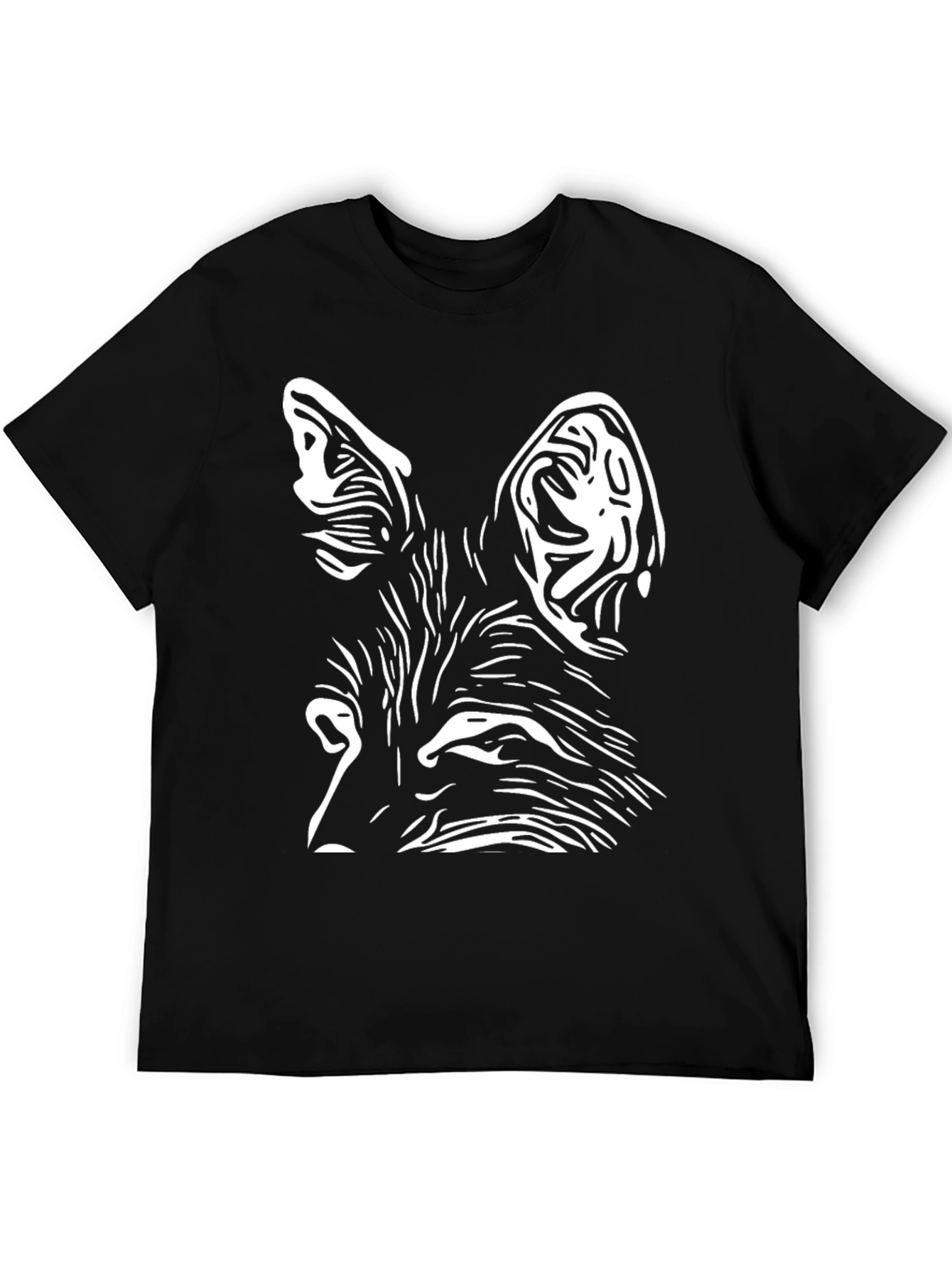 Black Fox Face Graphic T-Shirt - Black Cotton Tee view 5