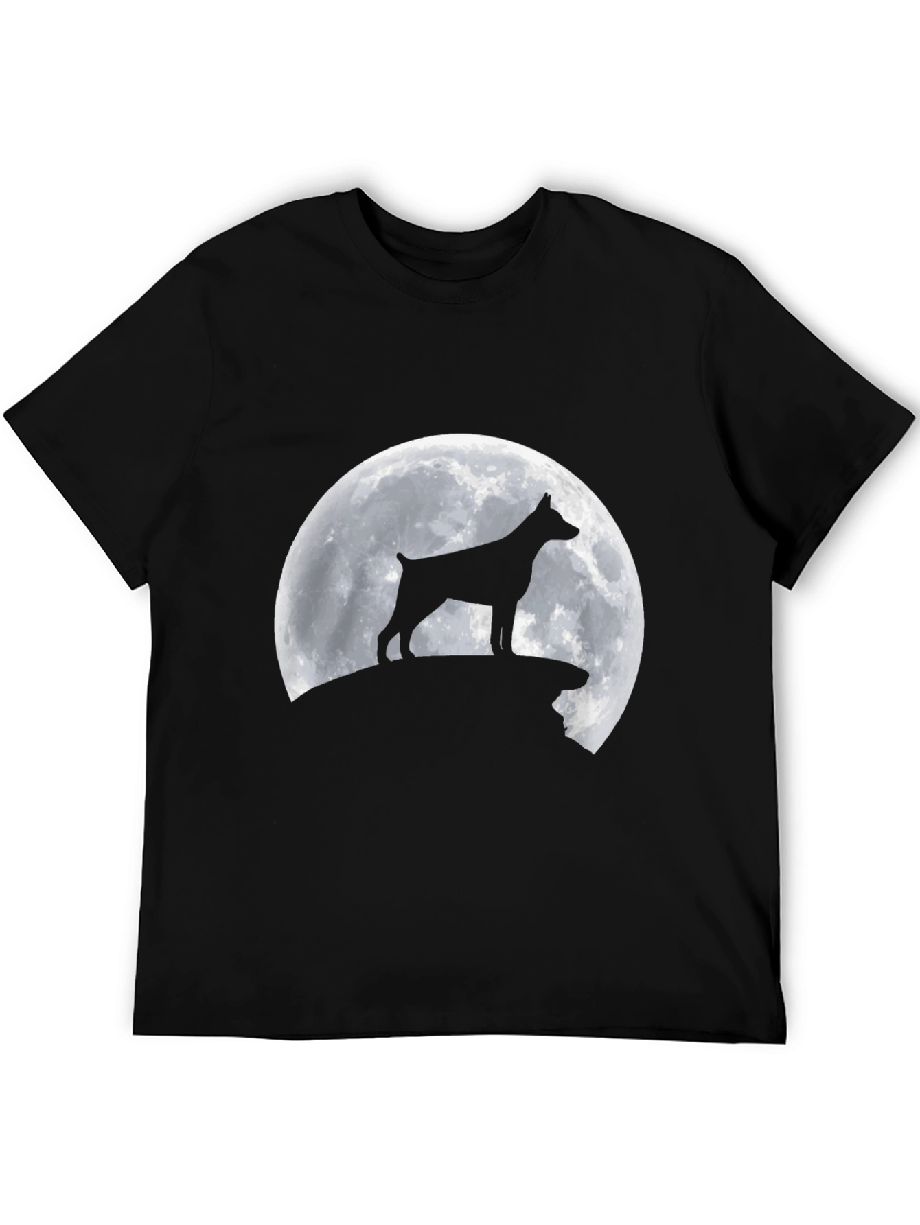 Black Dog Silhouette Moon T-Shirt view 5