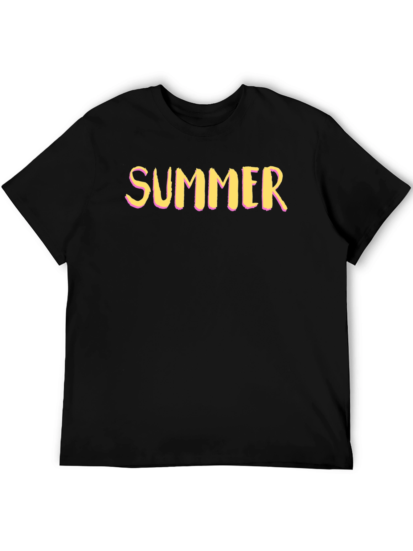 Black Summer Graphic Tee - Short Sleeve Crew Neck T-Shirt view 5