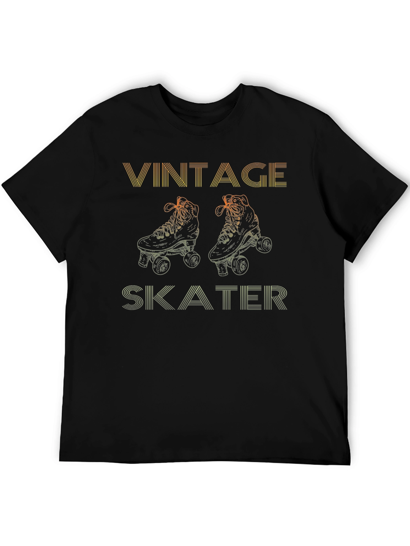 Black Vintage Skater T-Shirt - Retro Roller Skate Design view 5