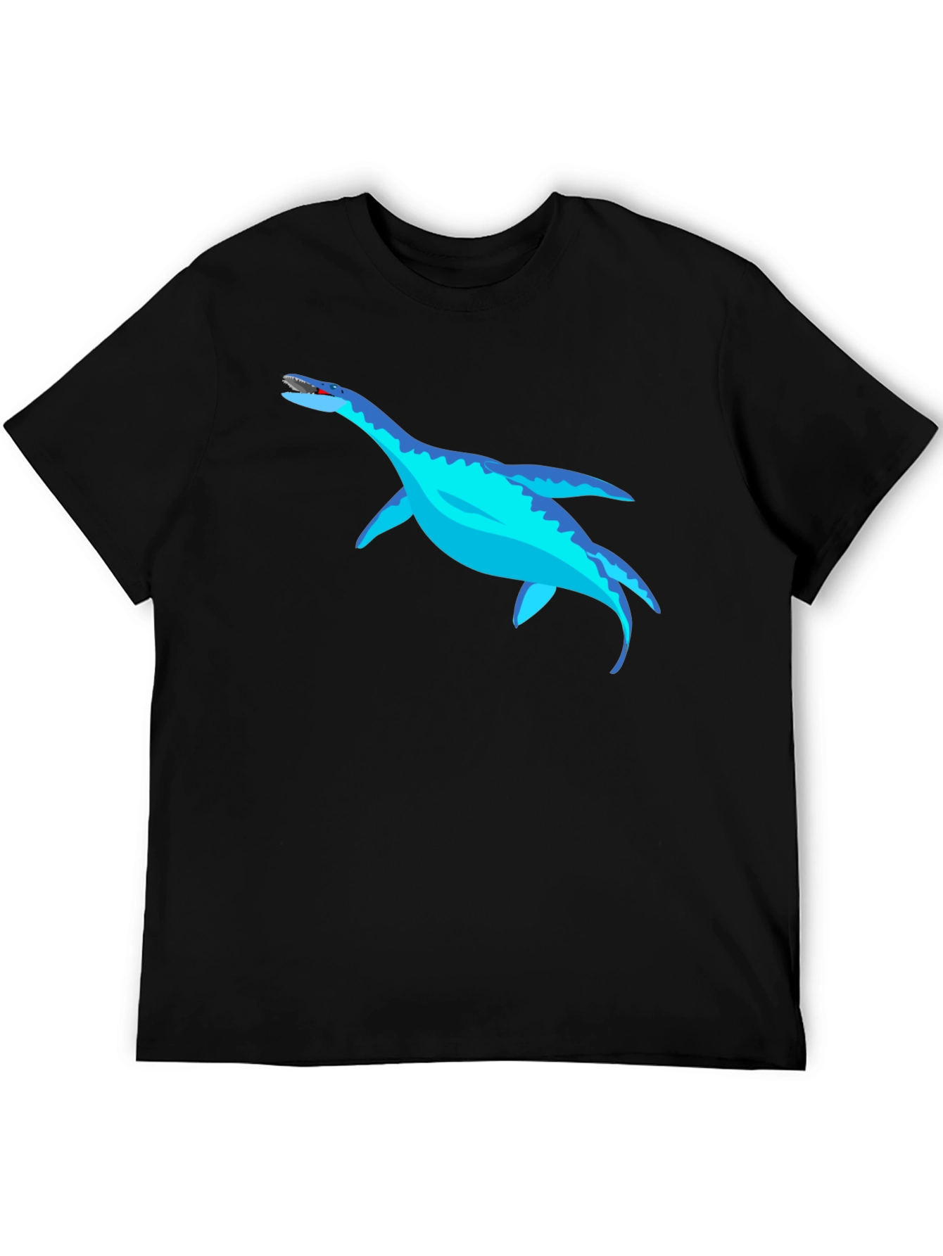 Black Cool Plesiosaur Graphic Tee - Black Cotton T-Shirt view 5