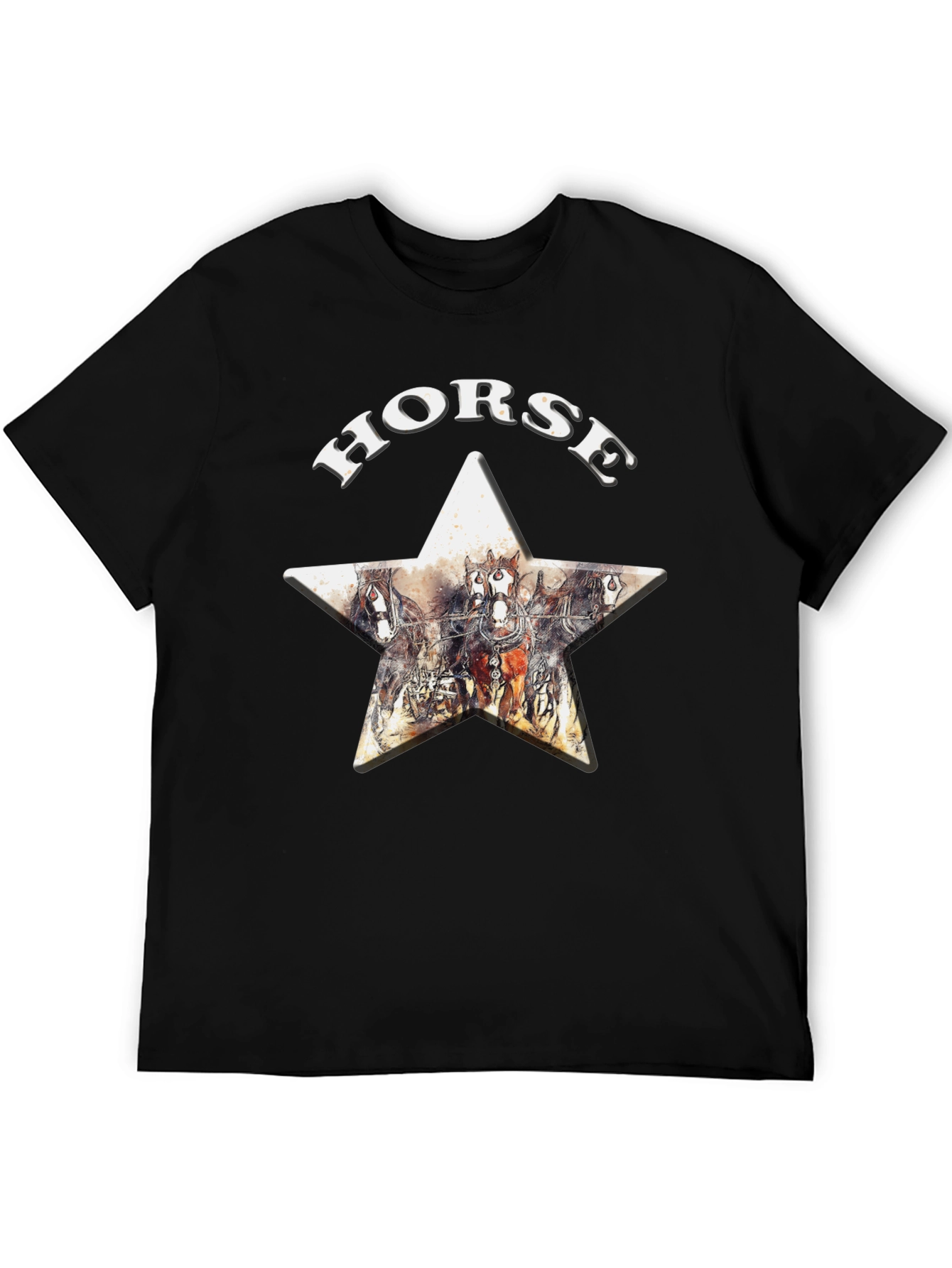 Black Horse Star Graphic Print T-Shirt view 5