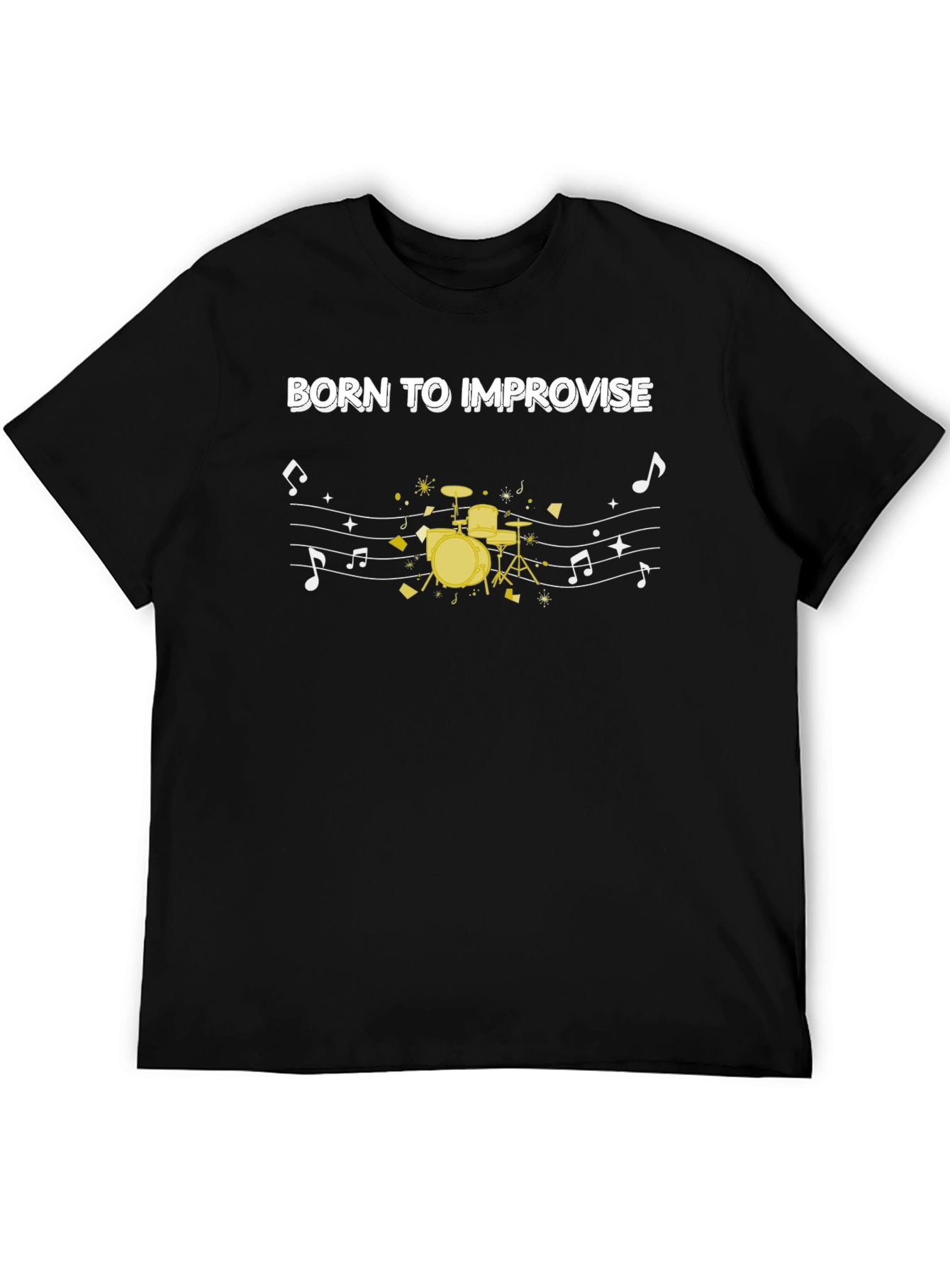 Black Born To Improvise Drum Kit Black T-Shirt view 5