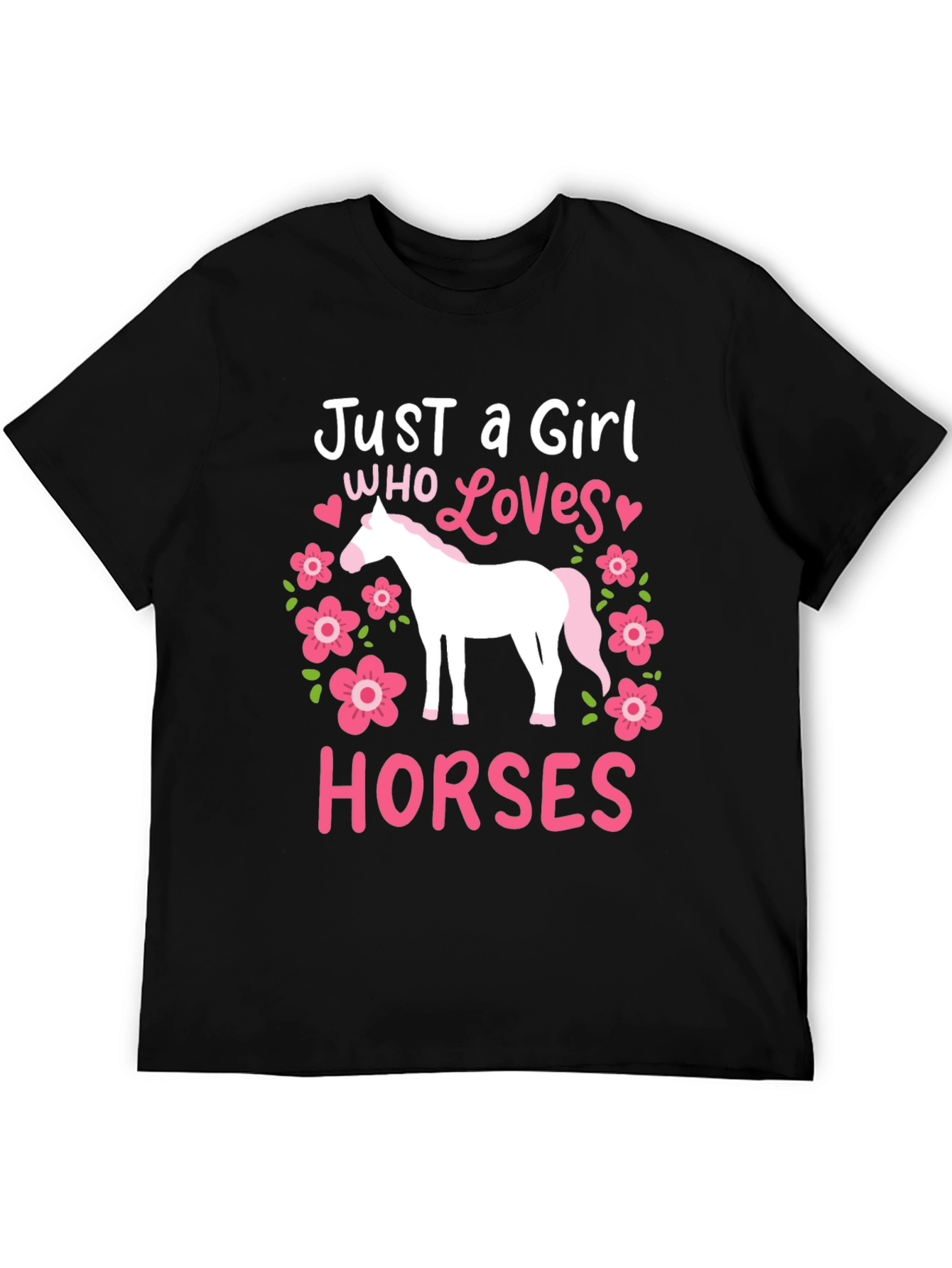 Black Just a Girl Who Loves Horses Graphic Tee view 5