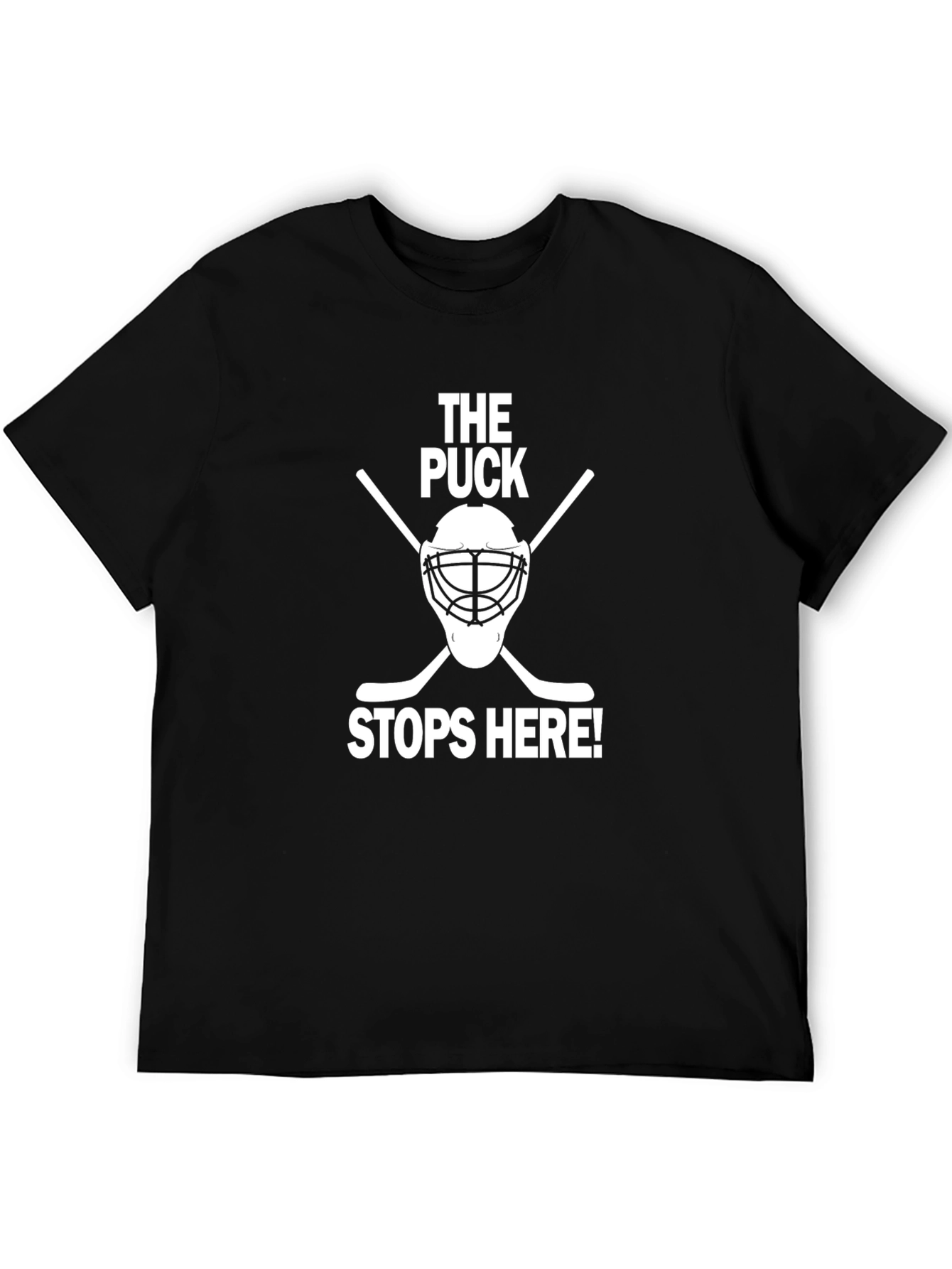 Black The Puck Stops Here Hockey T-Shirt view 5