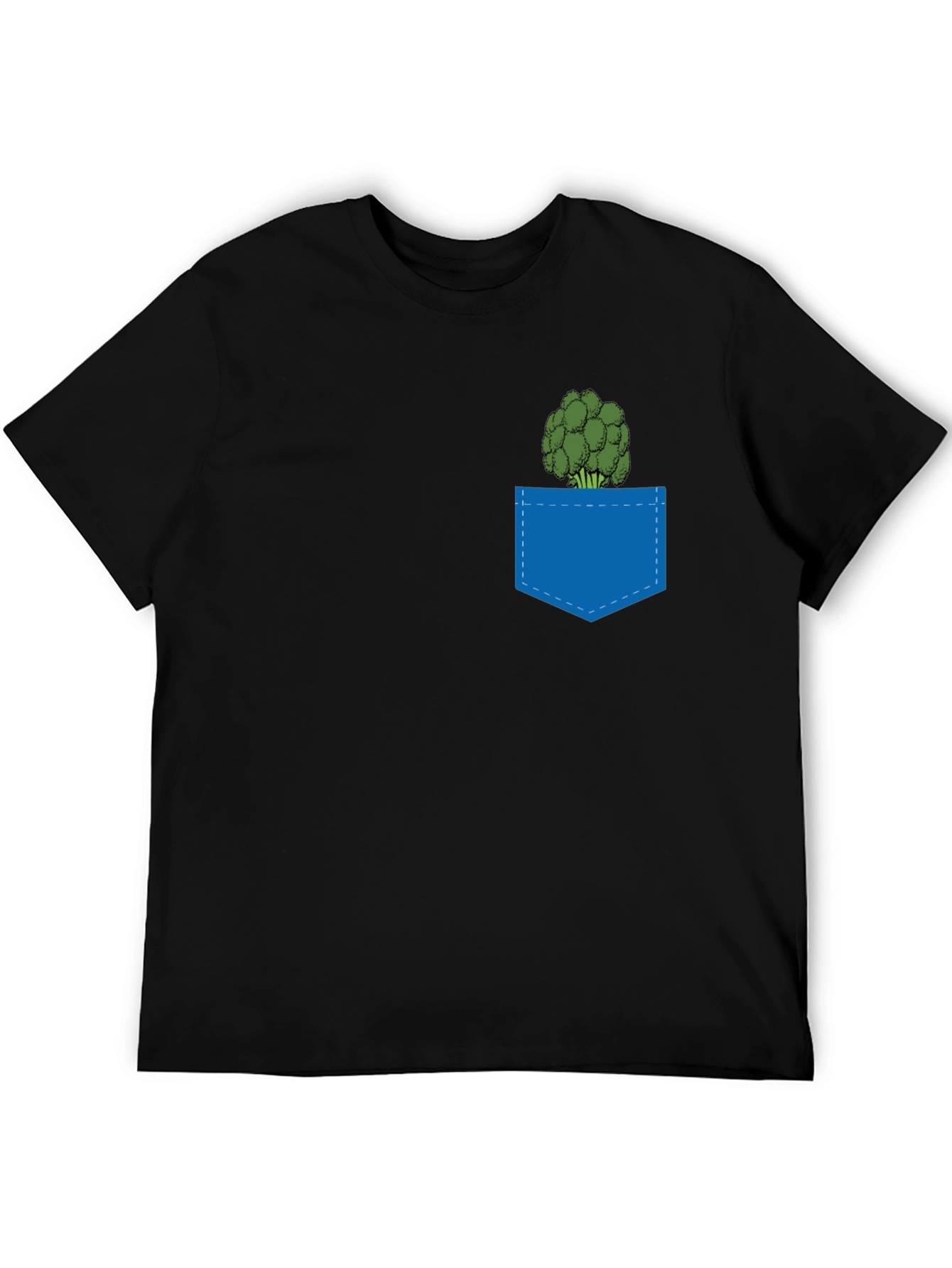 Black Broccoli Pocket T-Shirt - Quirky Graphic Tee view 5