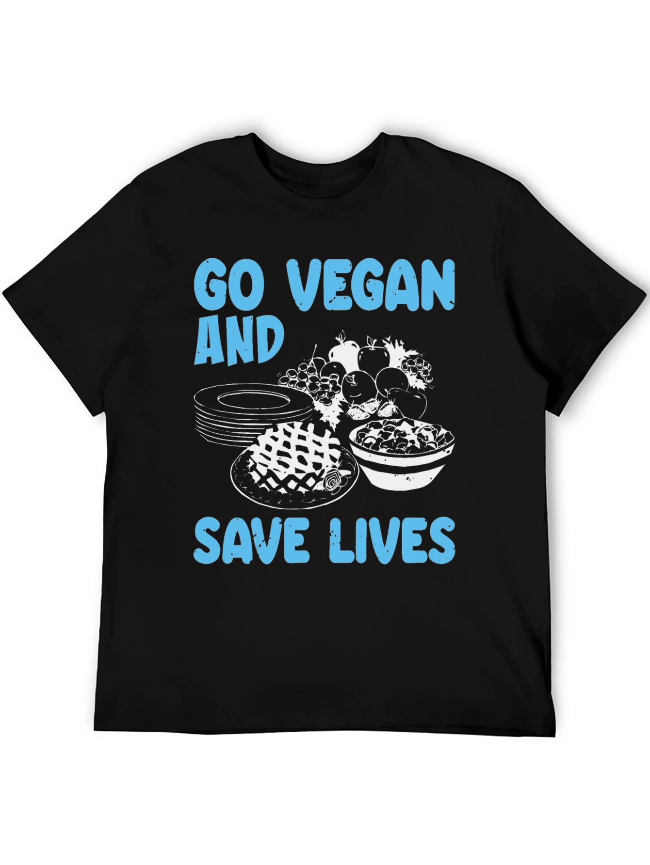 Black Go Vegan Save Lives T-Shirt view 5