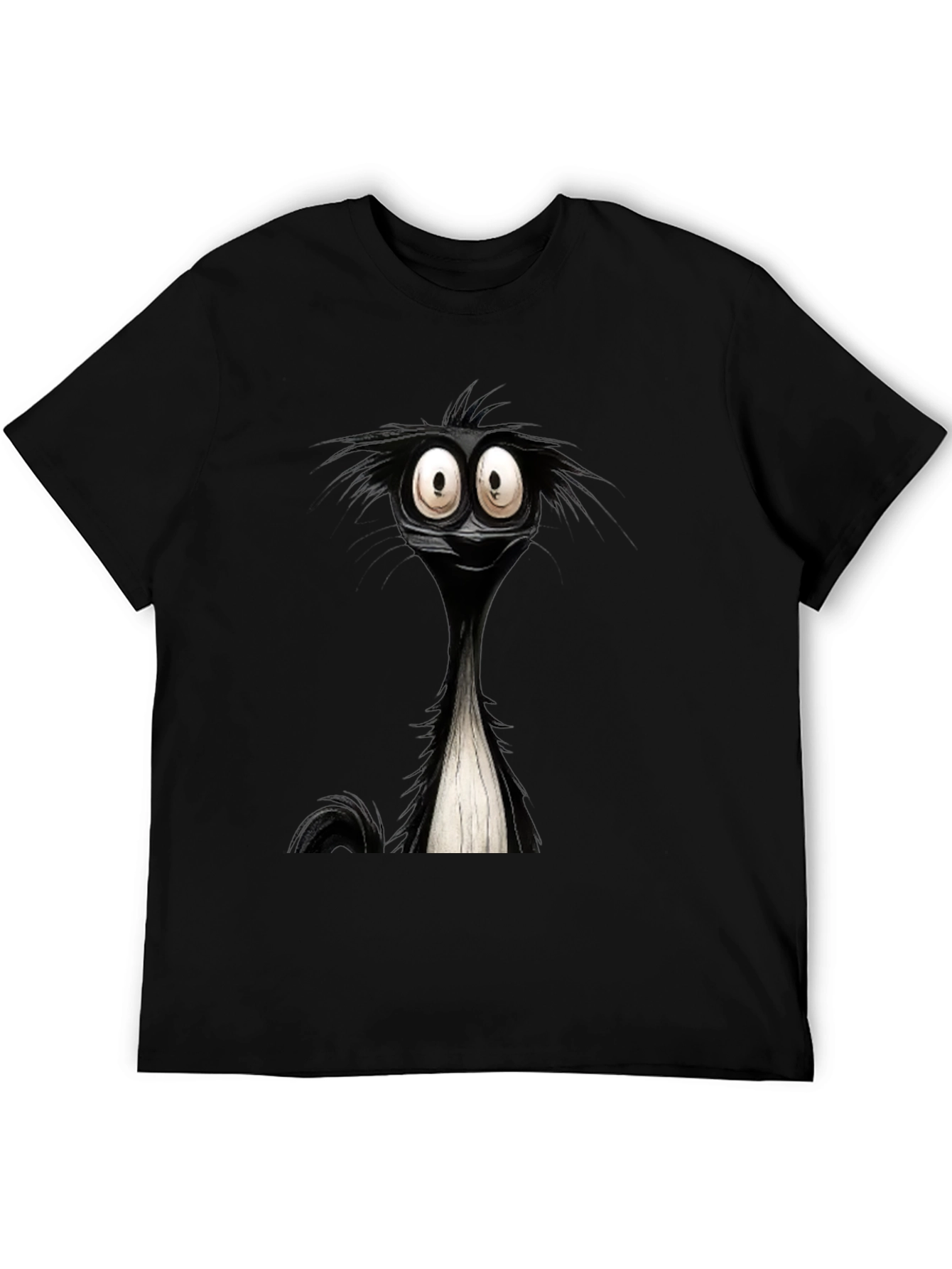 Black Cartoon Skunk Graphic Black T-Shirt view 5