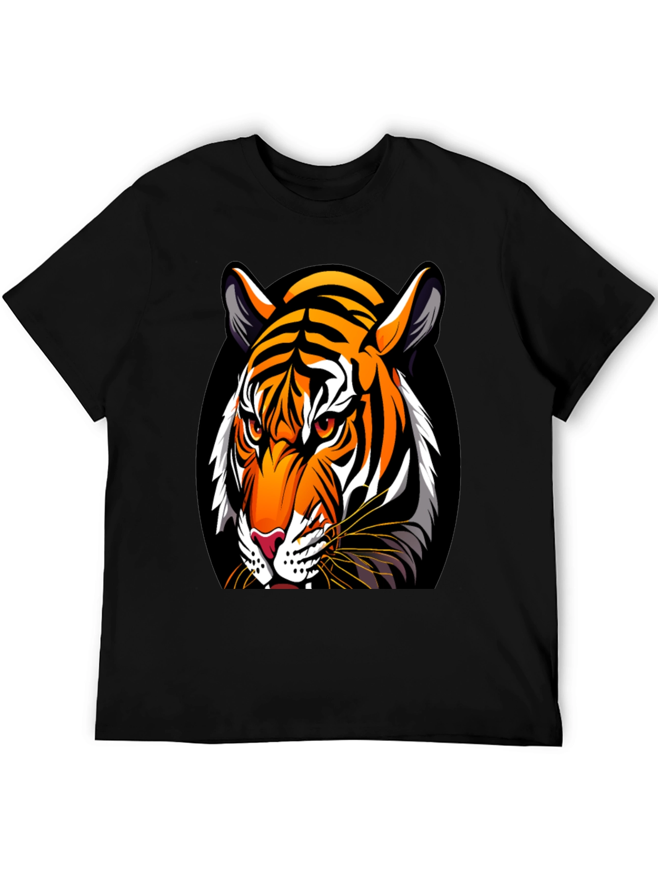 Black Bold Tiger Graphic Tee - Premium Black Cotton view 5
