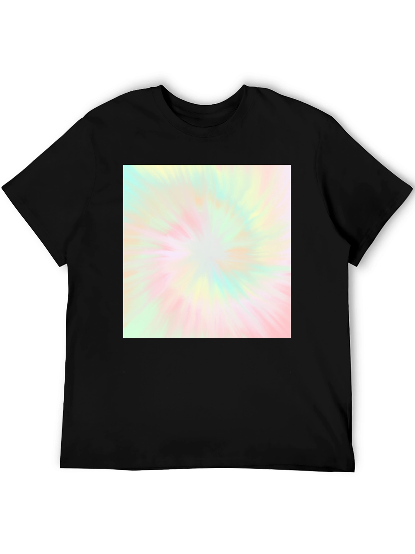 Black Unisex Black T-Shirt with Pastel Tie-Dye Burst Design view 5