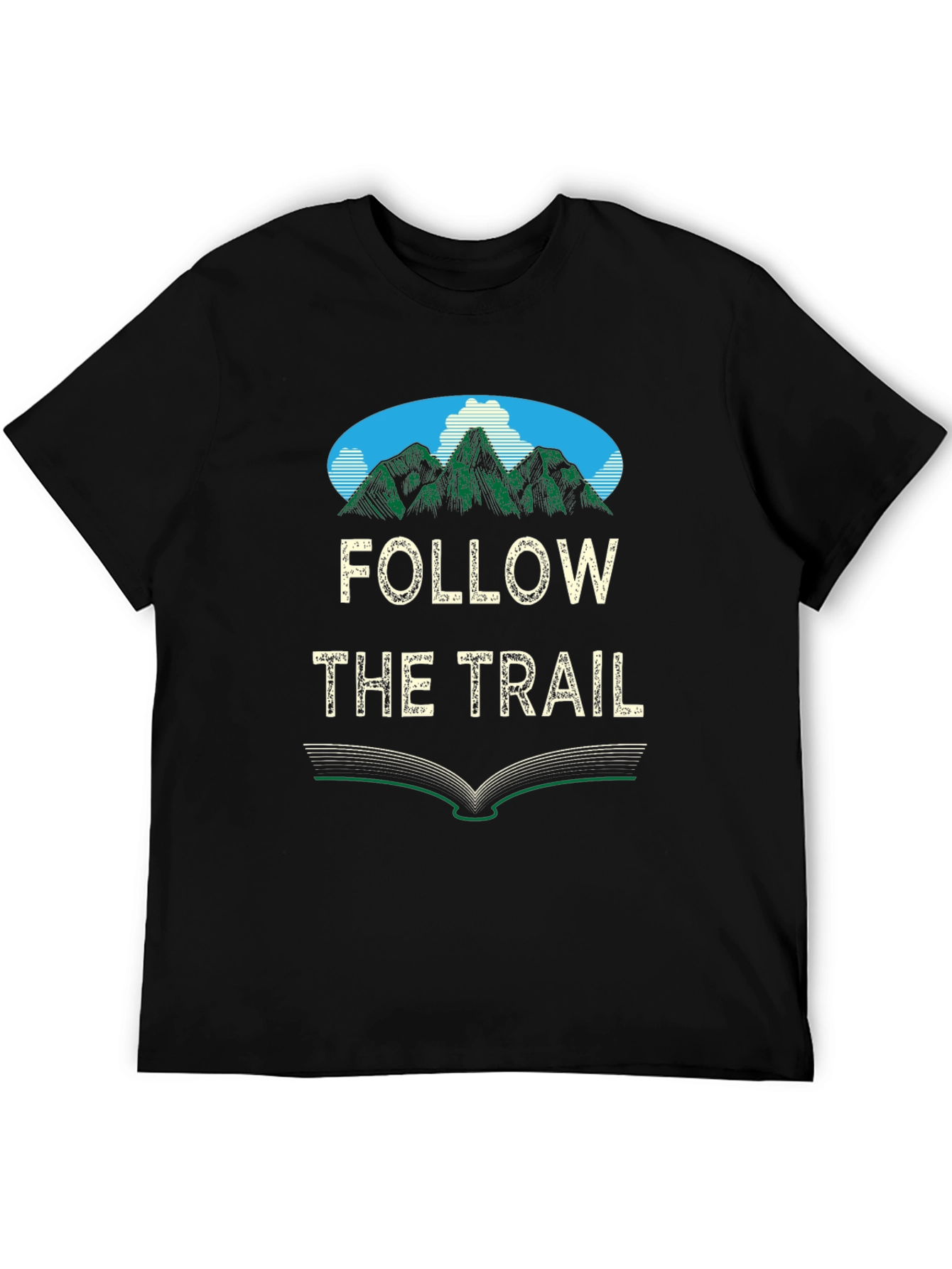 Black Follow the Trail Mountain Graphic T-Shirt view 5