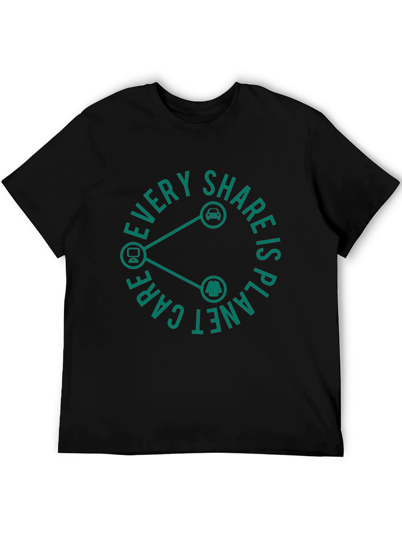 Black Eco-Friendly "Every Share is Planet Care" Black T-Shirt view 5