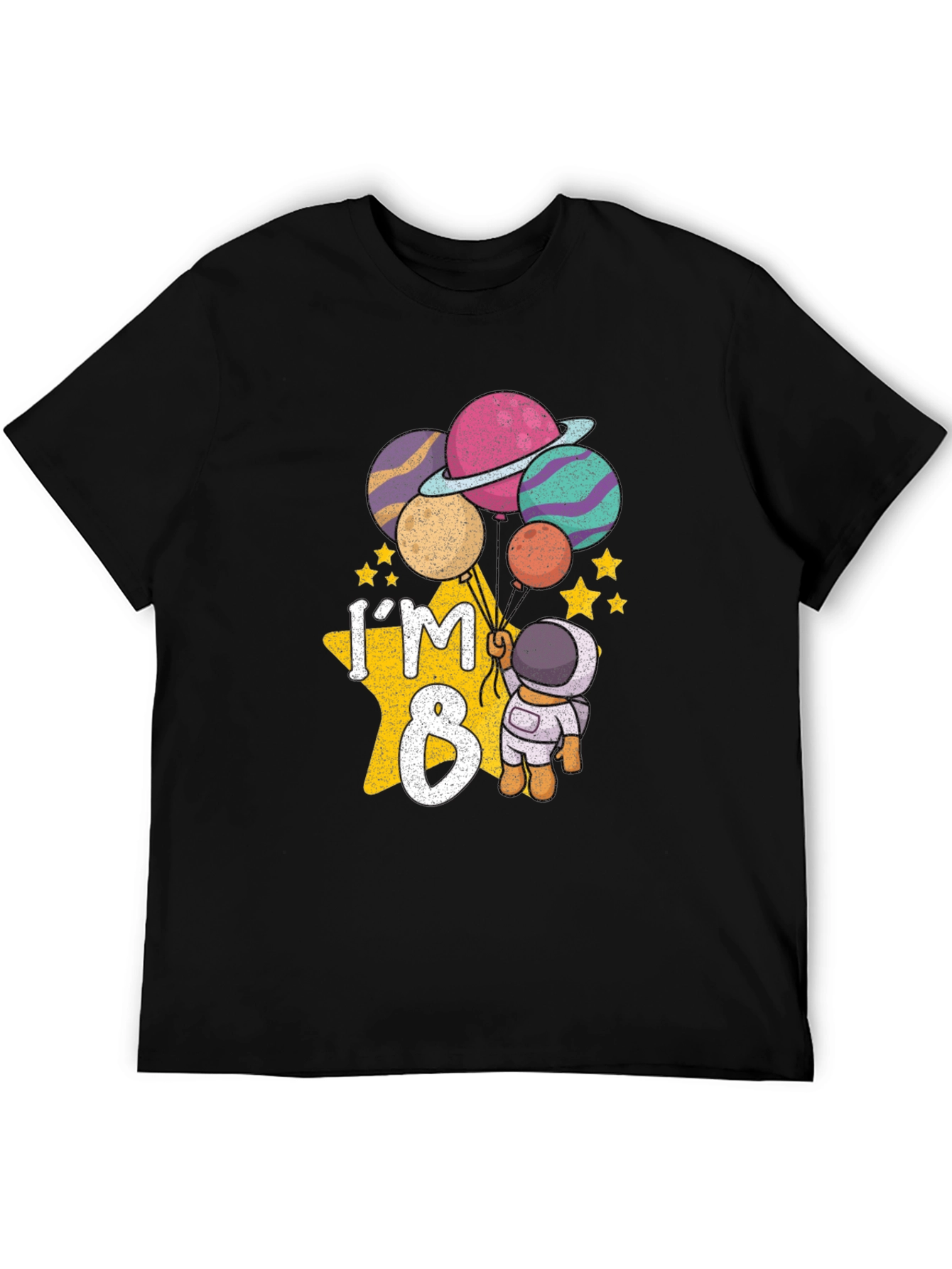 Black I'm 8 Birthday Astronaut T-Shirt view 5