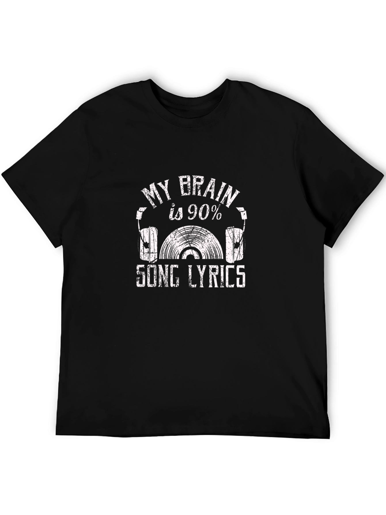 Black My Brain is 90% Song Lyrics Black T-Shirt view 5