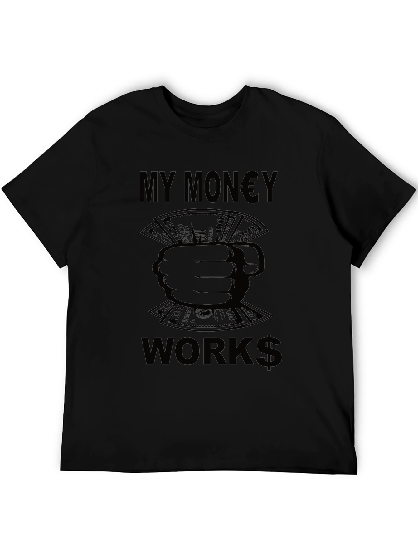My Money Works Black Graphic Tee - 5
