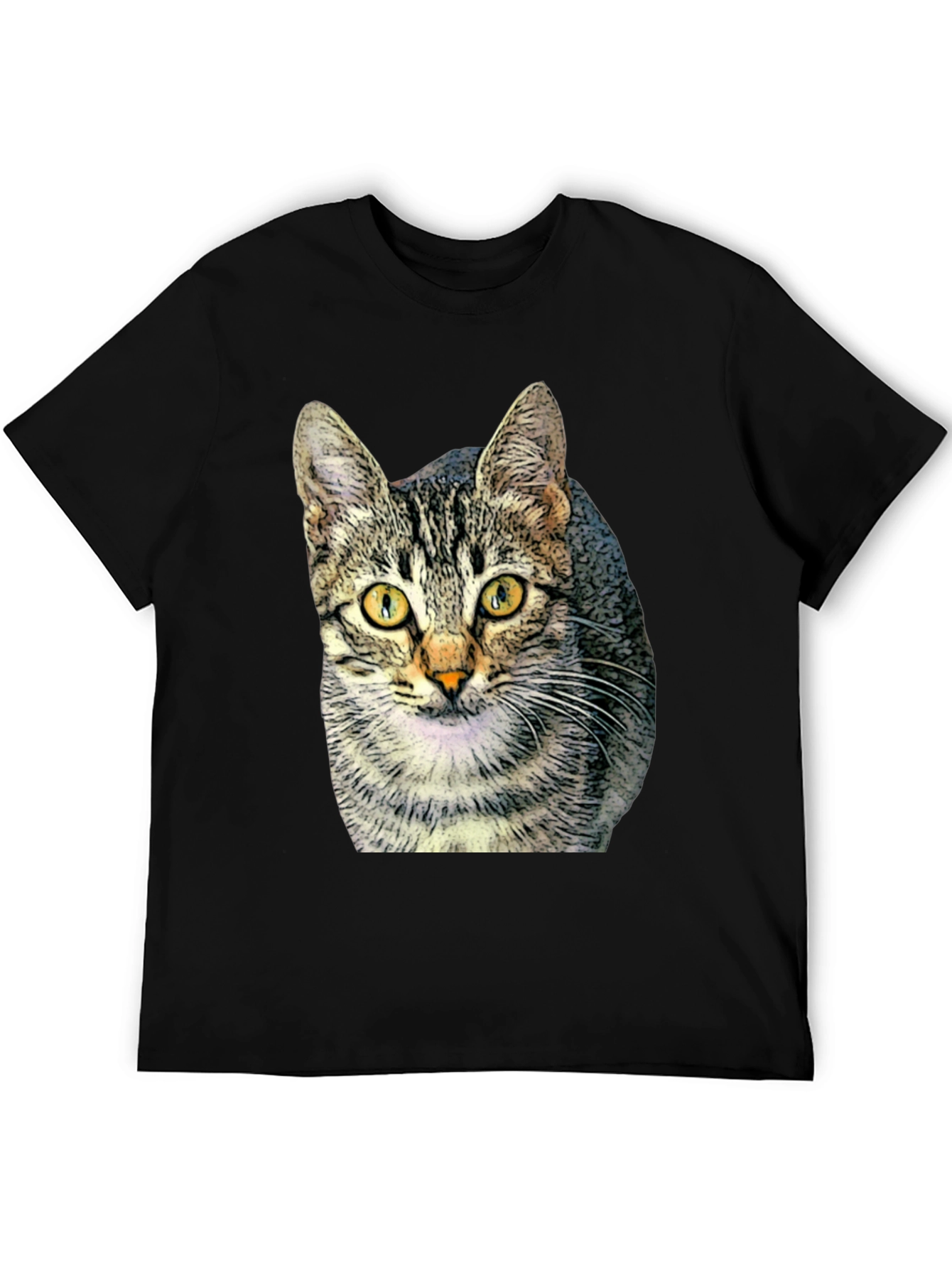Black Cat Print Black T-Shirt view 5