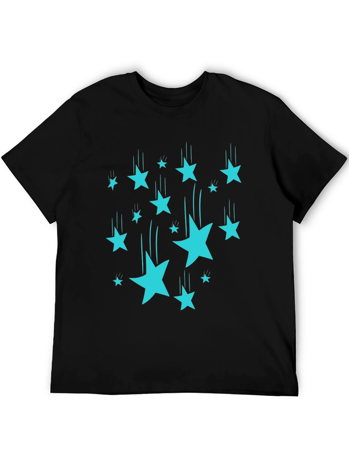 Black Starfall Tee - Black Cotton Graphic T-Shirt view 5