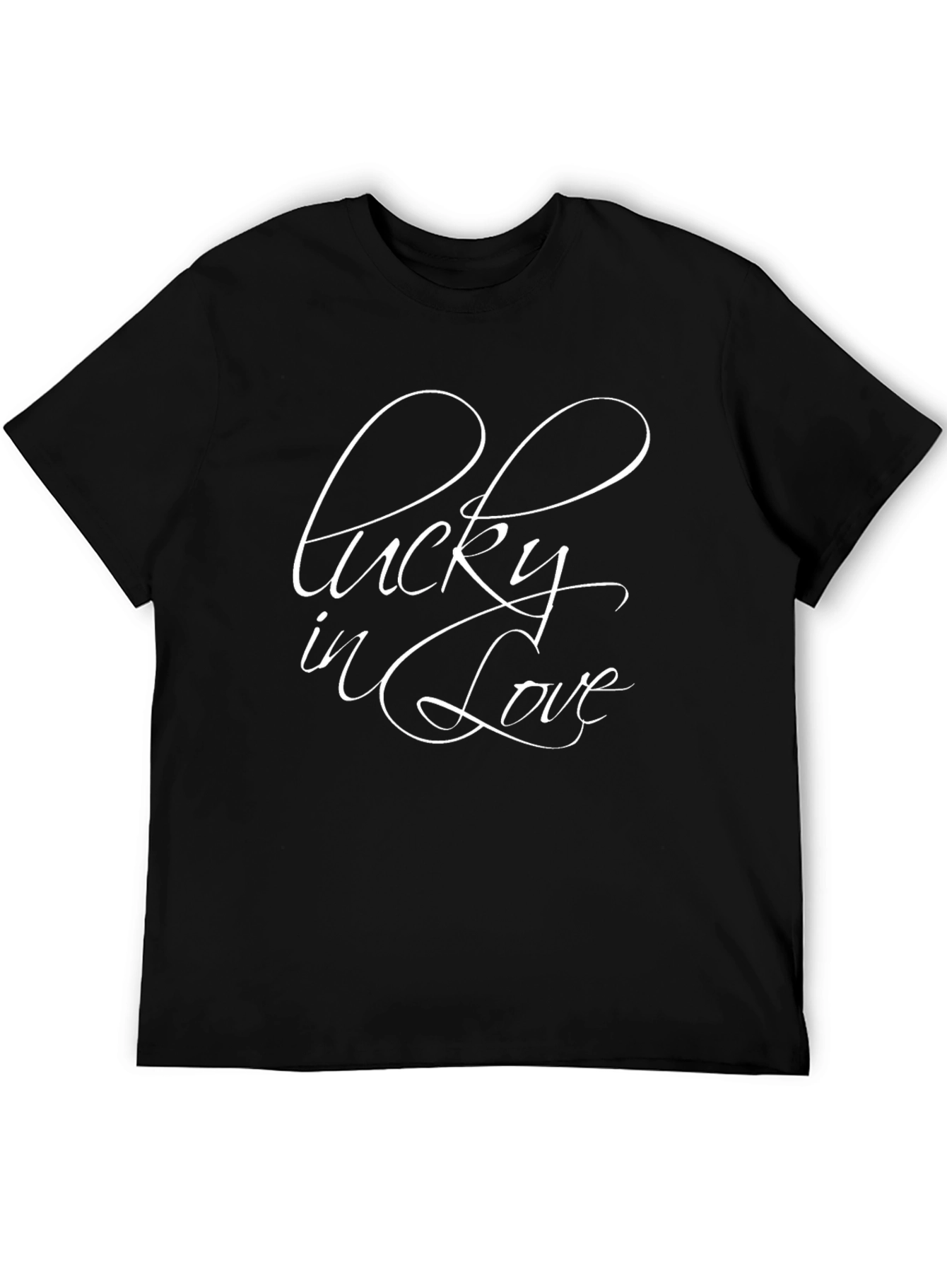 Black Lucky in Love Black Graphic Tee for Men view 5