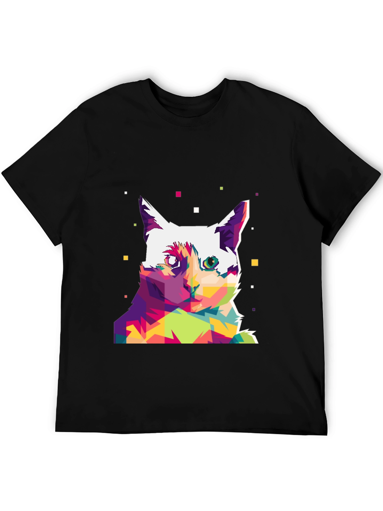 Black Abstract Cat Art Graphic Tee view 5