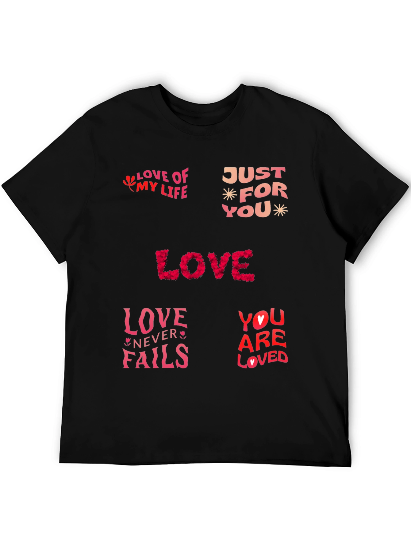 Black Love Themed Graphic Print T-Shirt view 5
