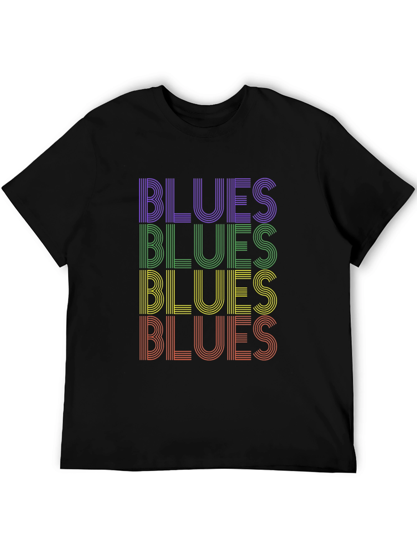 Black Retro Blues T-Shirt - Black Cotton Graphic Tee view 5