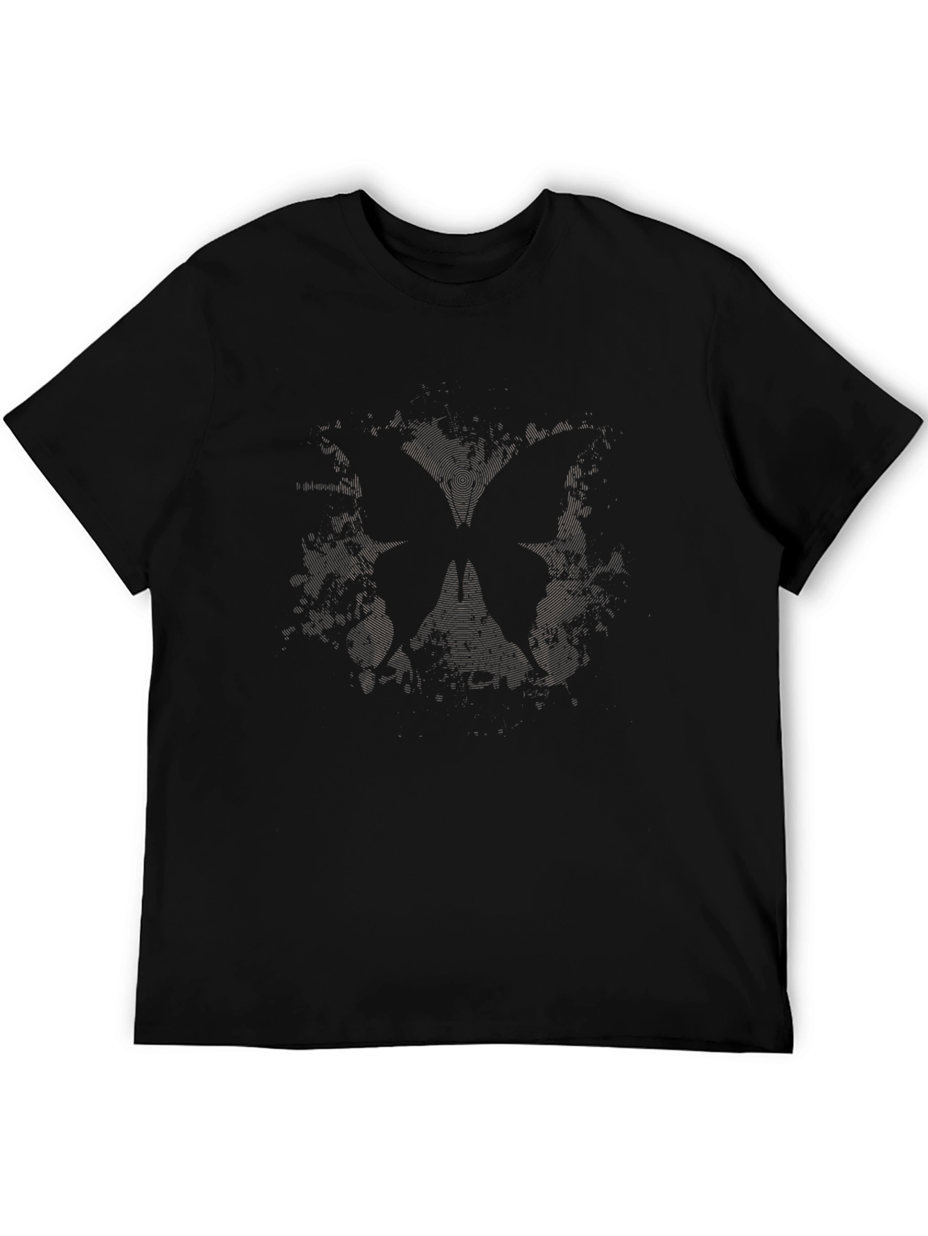Black Men's Black Butterfly Graphic Print T-Shirt view 5