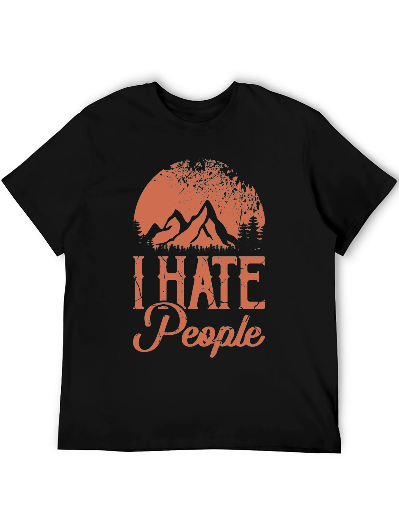 Black I Hate People Graphic Tee - Mountain Sunset Design view 5