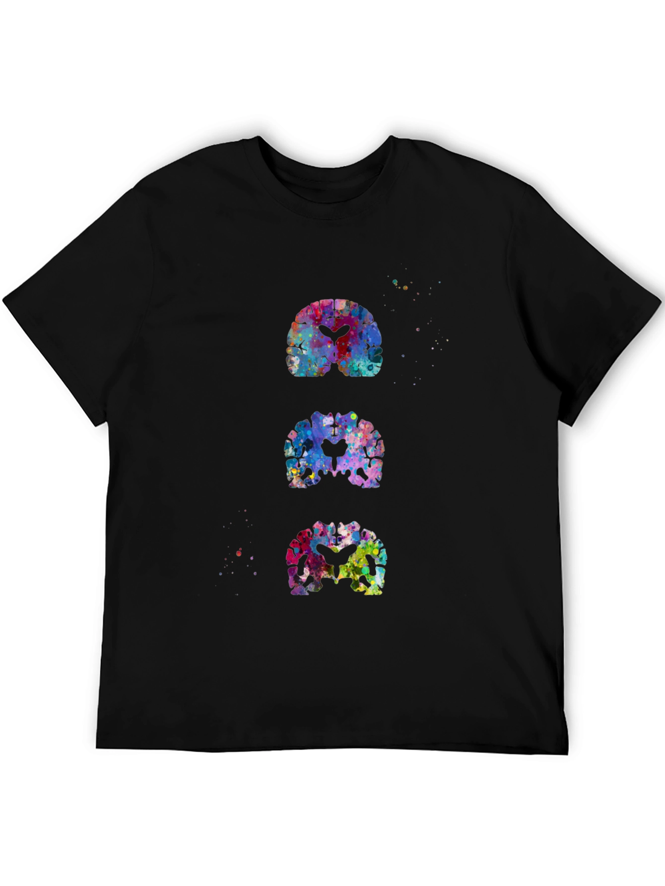 Black Colorful Brain Scan T-Shirt view 5