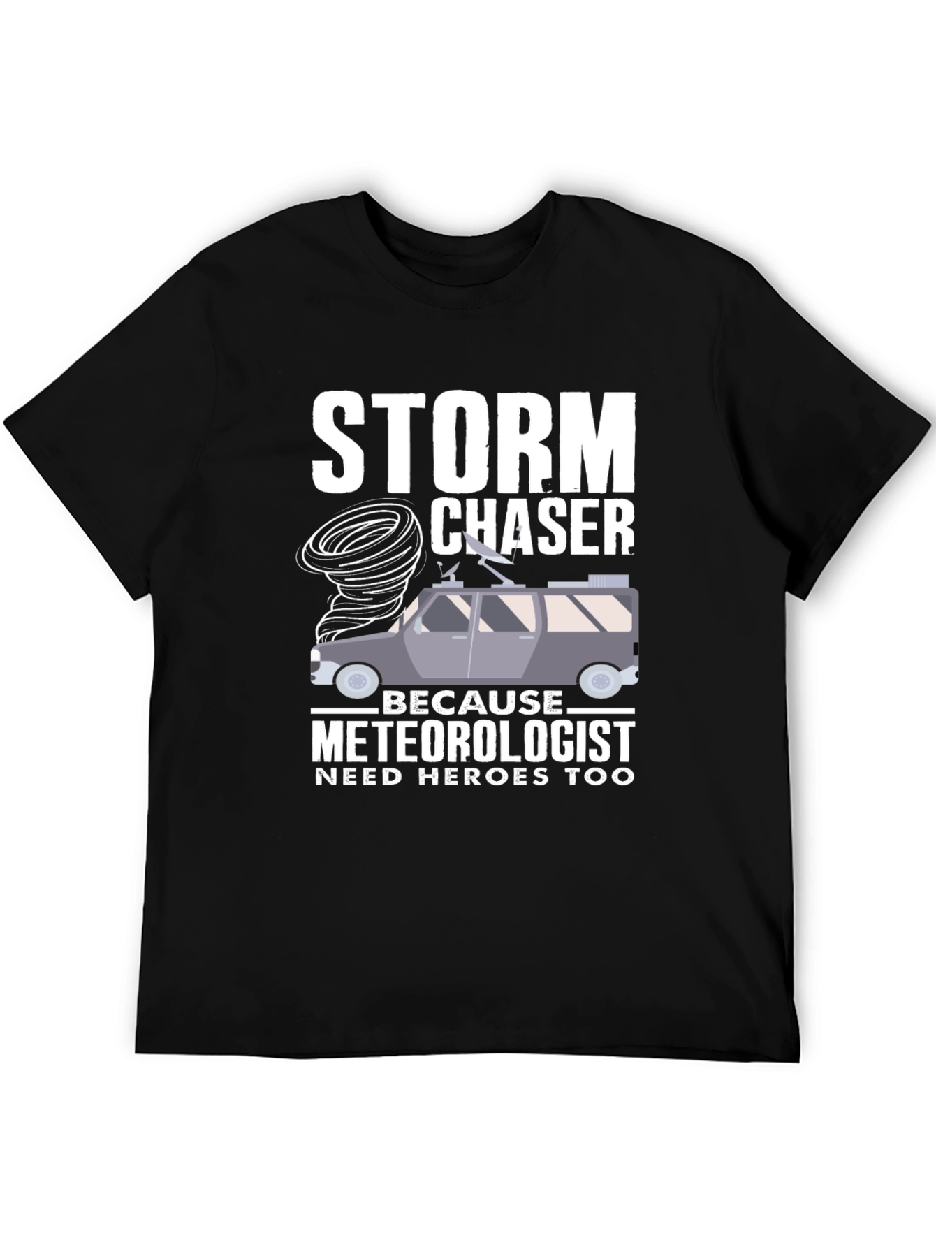 Black Storm Chaser T-Shirt: Meteorologist Hero Tee view 5