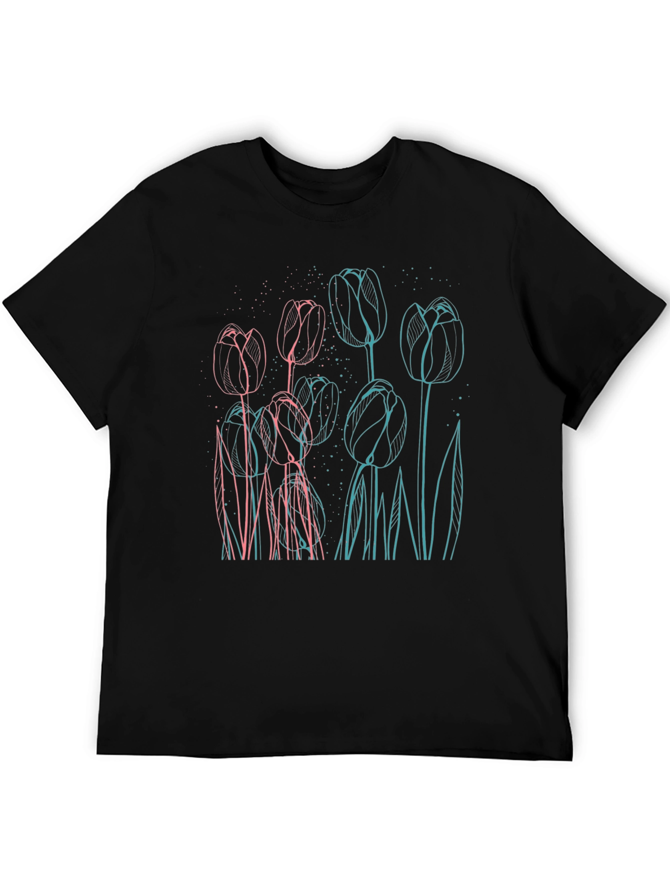 Black Floral Outline Graphic Tee - Modern Style view 5