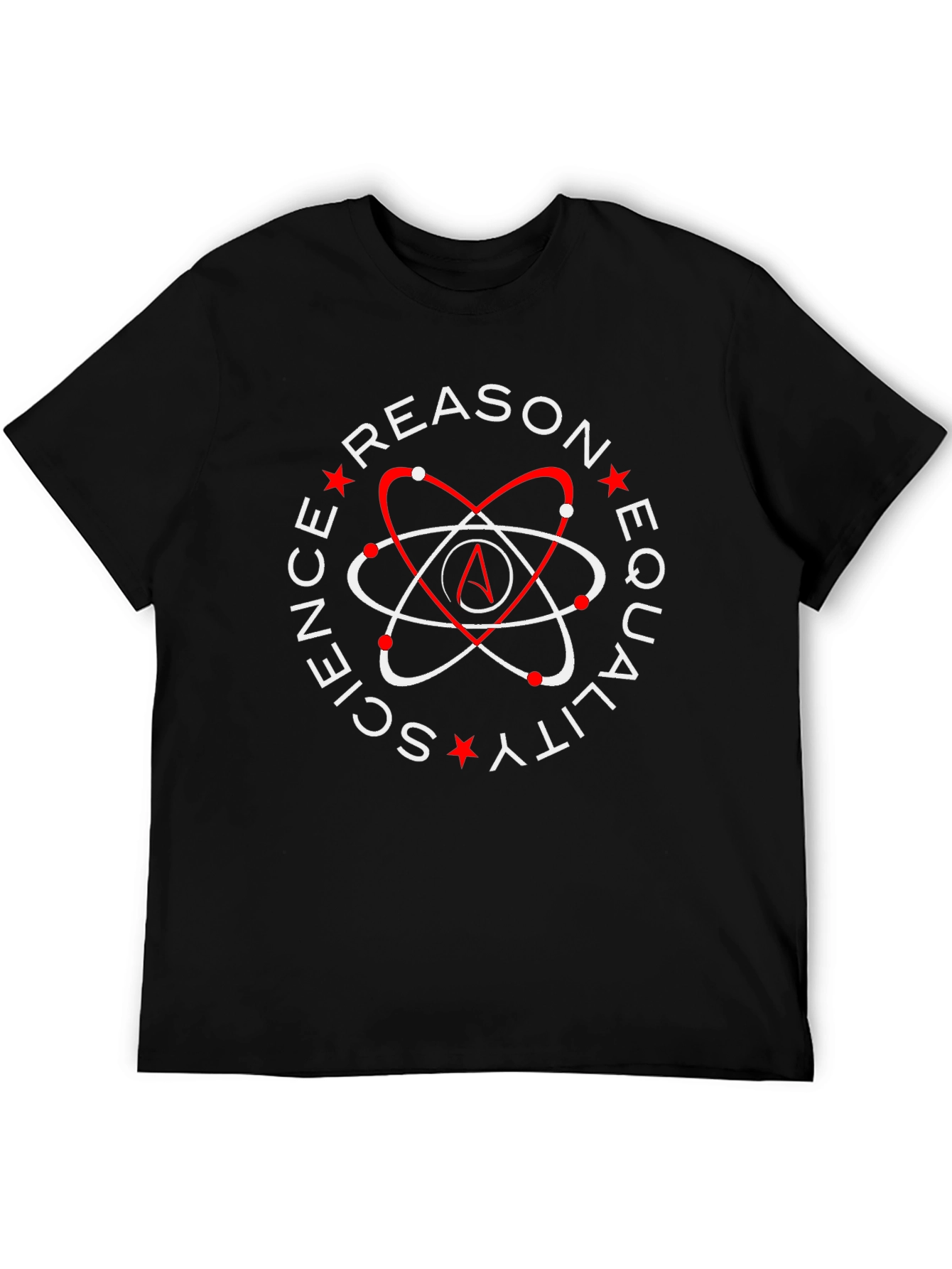 Black Atheist Symbol T-Shirt - Reason, Science, Equality Design view 5