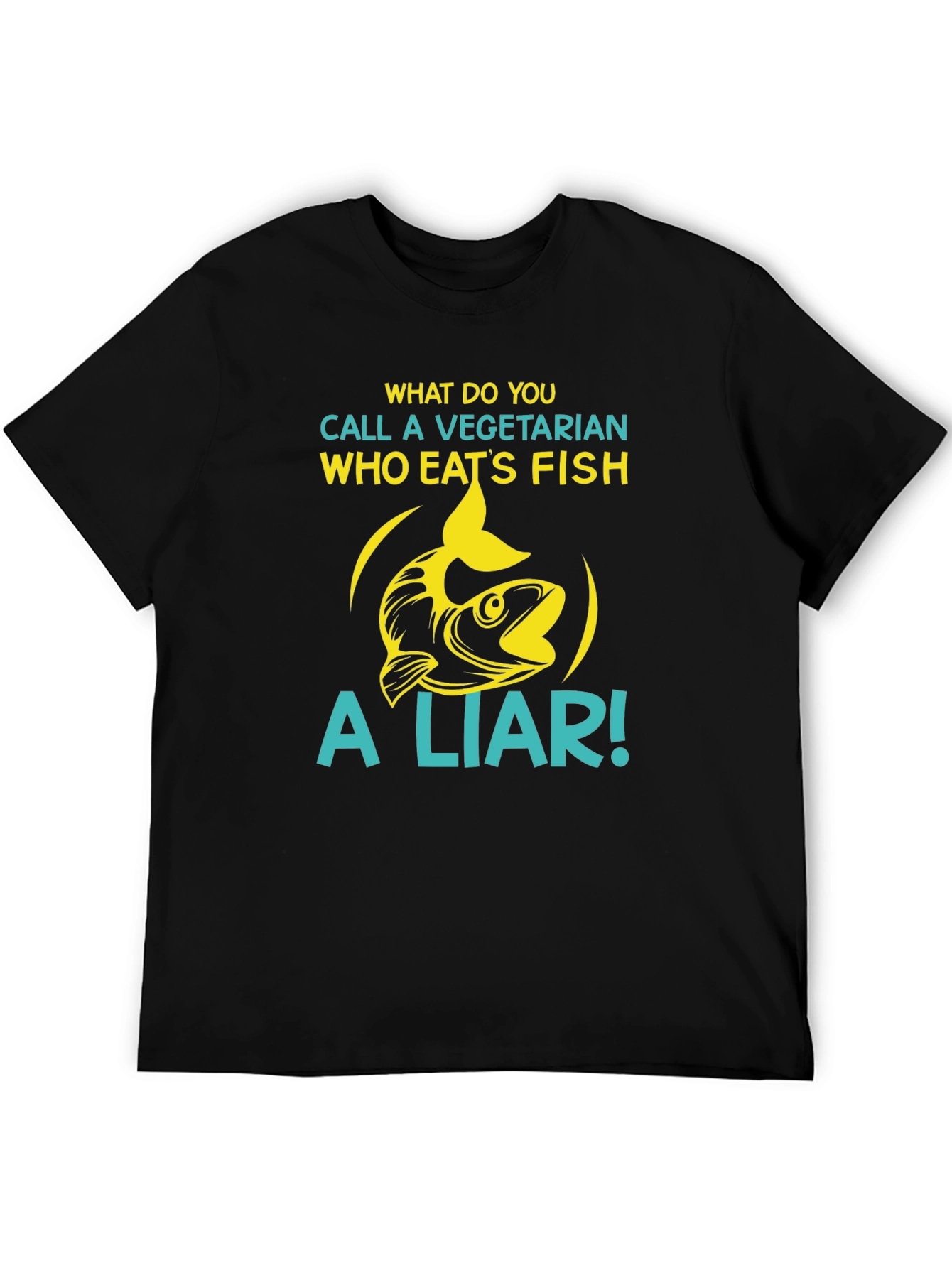 Black Funny Vegetarian Fish Lover T-Shirt view 5